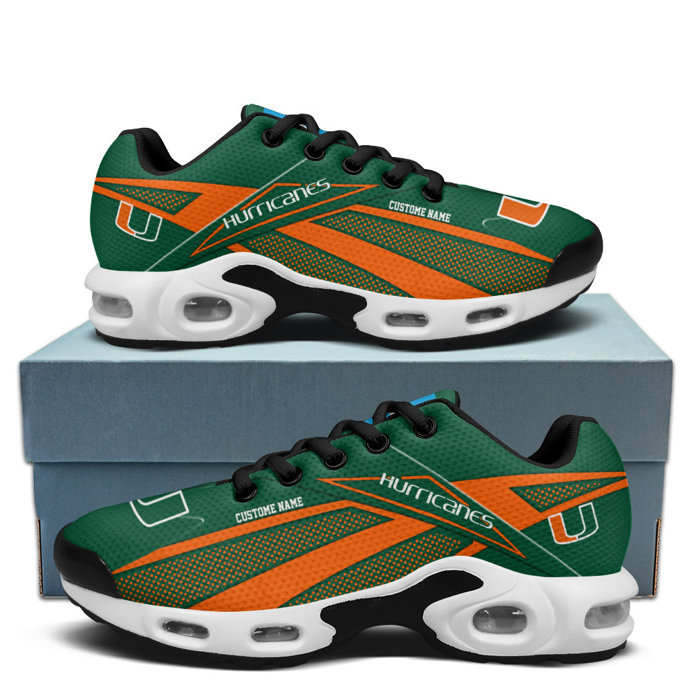 miami (fl) hurricanes personalized name team colors supersonic line pattern tn air max shoes air cushion sneakers 4578 rwsy6
