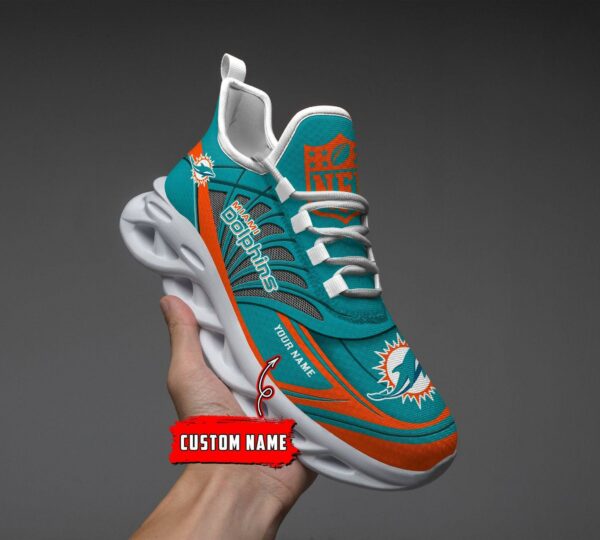 Miami Dolphins Black Max Soul Shoes 2026 Versions Custom Name 637