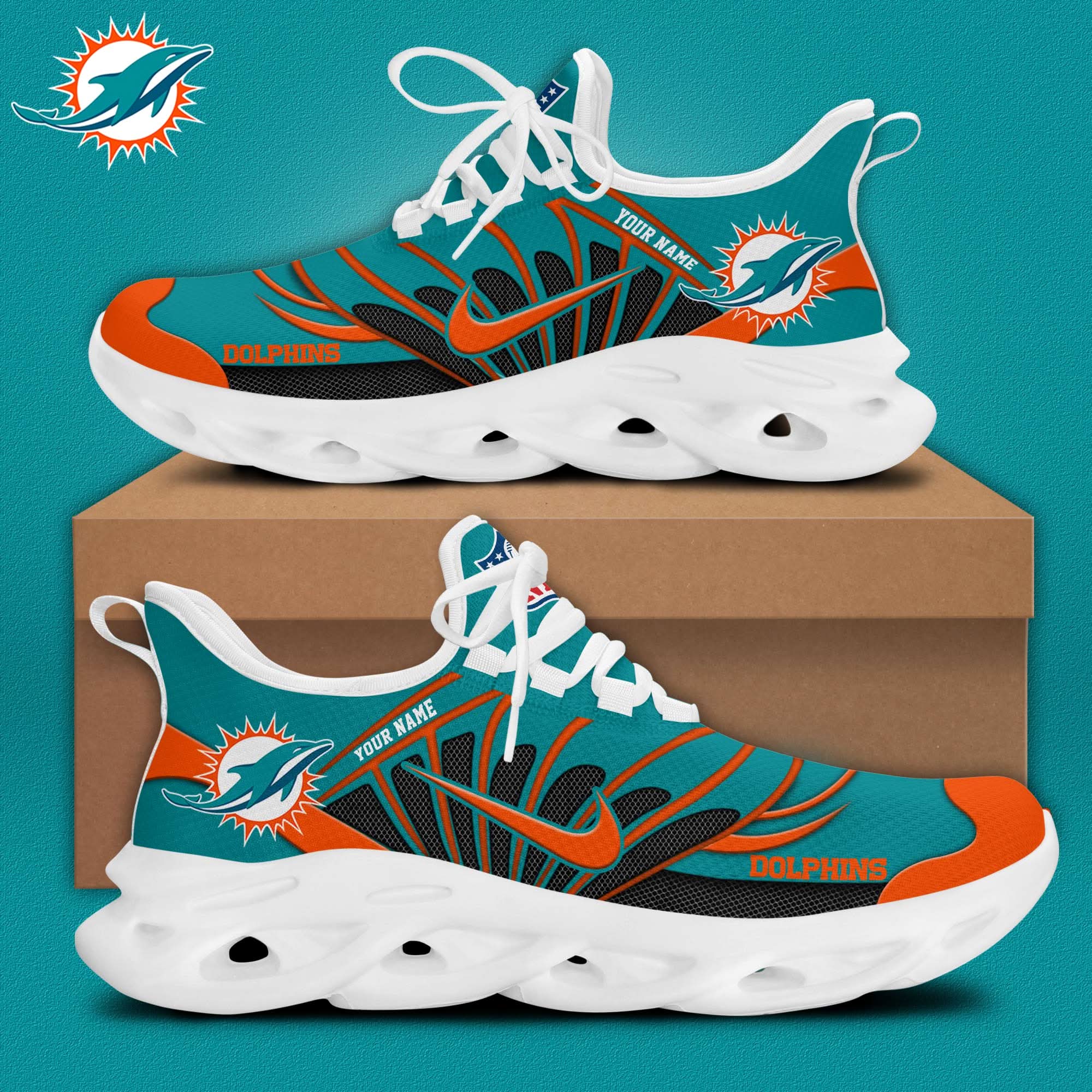 miami dolphins customized premium max soul shoes 3673 d7nun