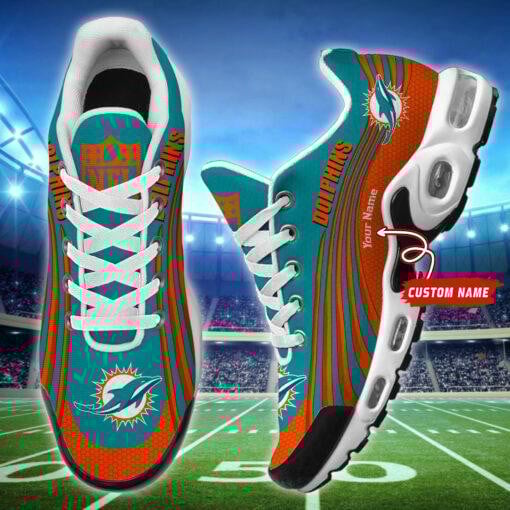 miami dolphins personalized name team colors wave lines tn air max shoes air cushion sneakers 7934 otrf4