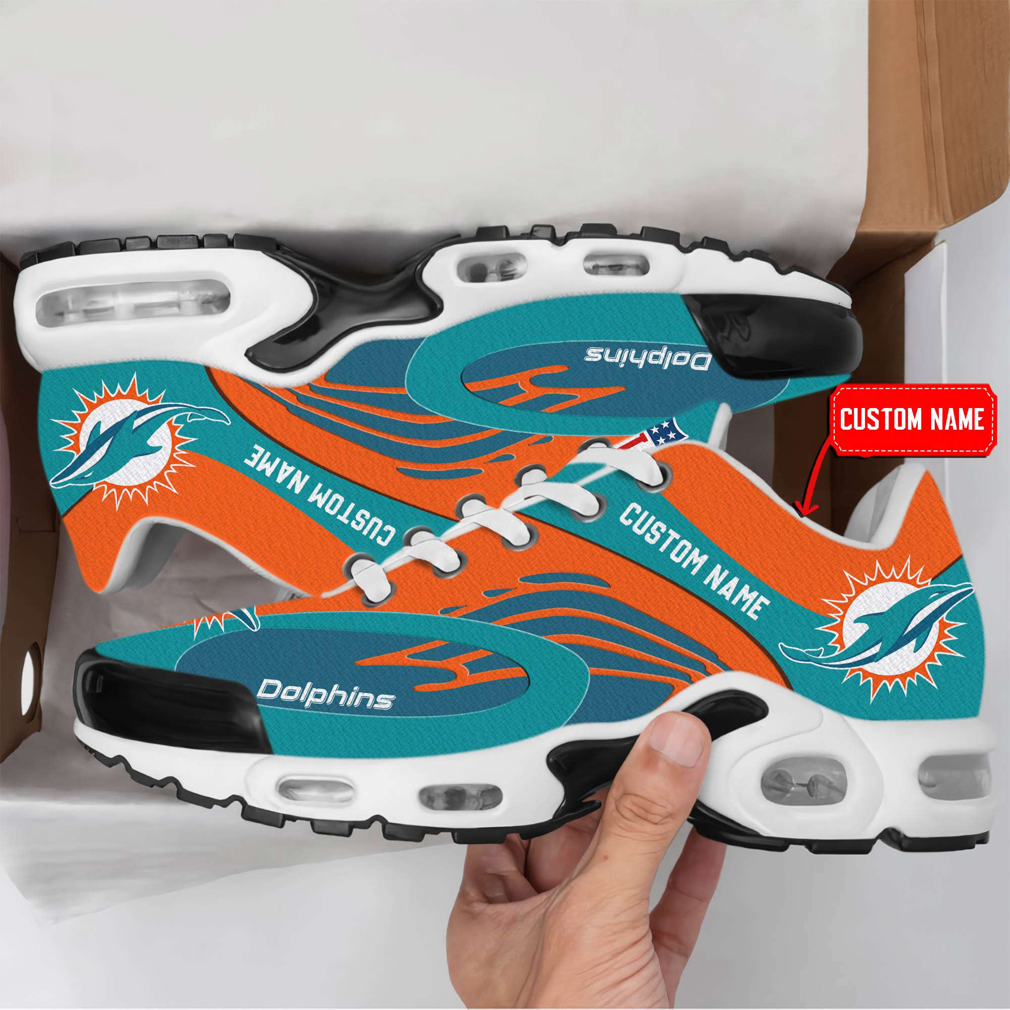 miami dolphins premium air max plus sport sneakers for fan gifts 3027 0k4bf