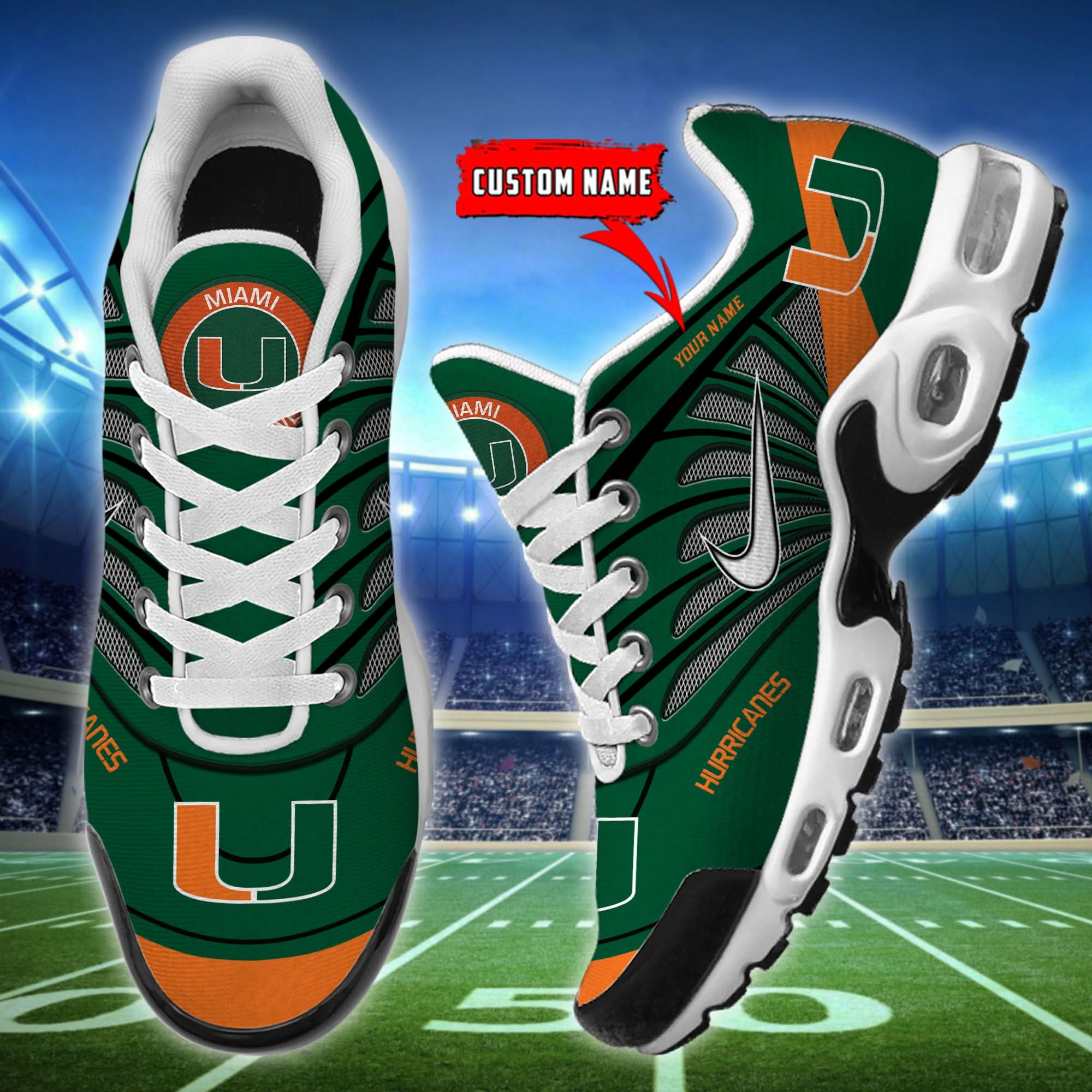 Miami Hurricanes  Air Max Plus Shoes - Limited