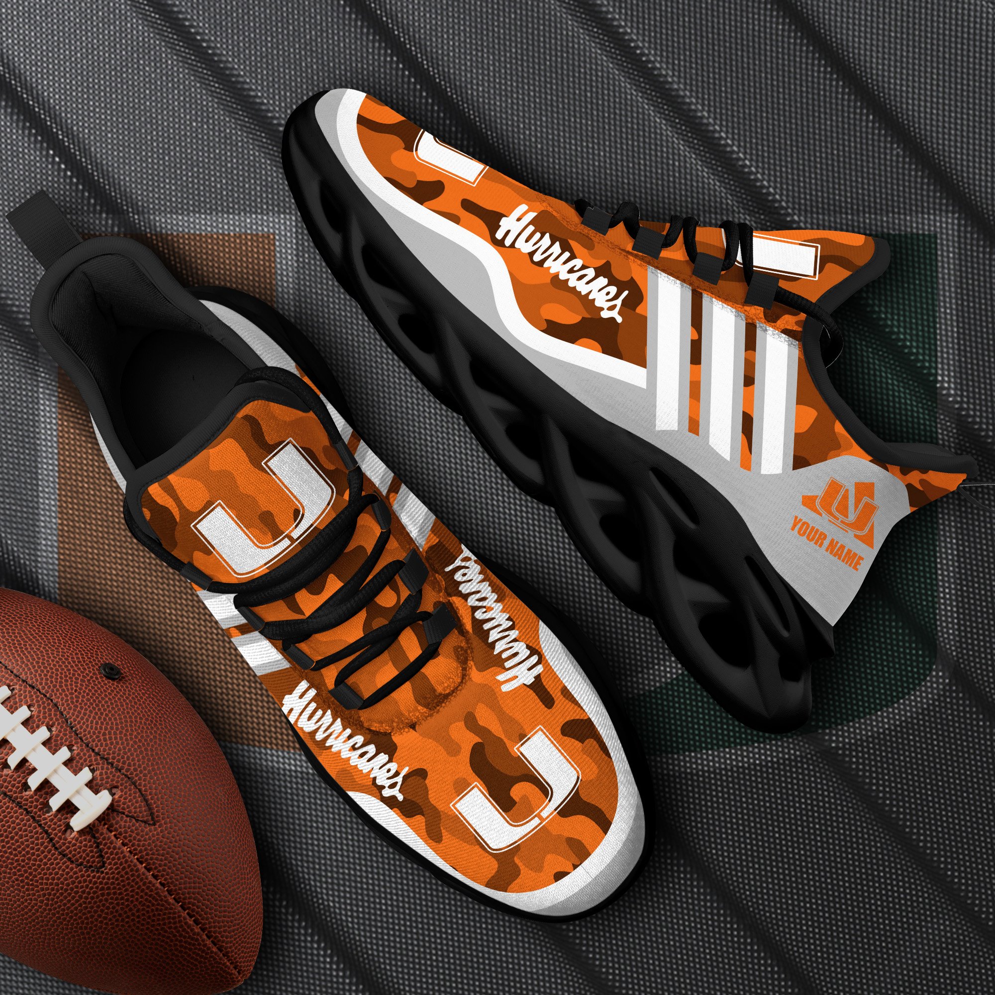 Miami Hurricanes Black Max Soul Shoes 2026 Versions Custom Name 466