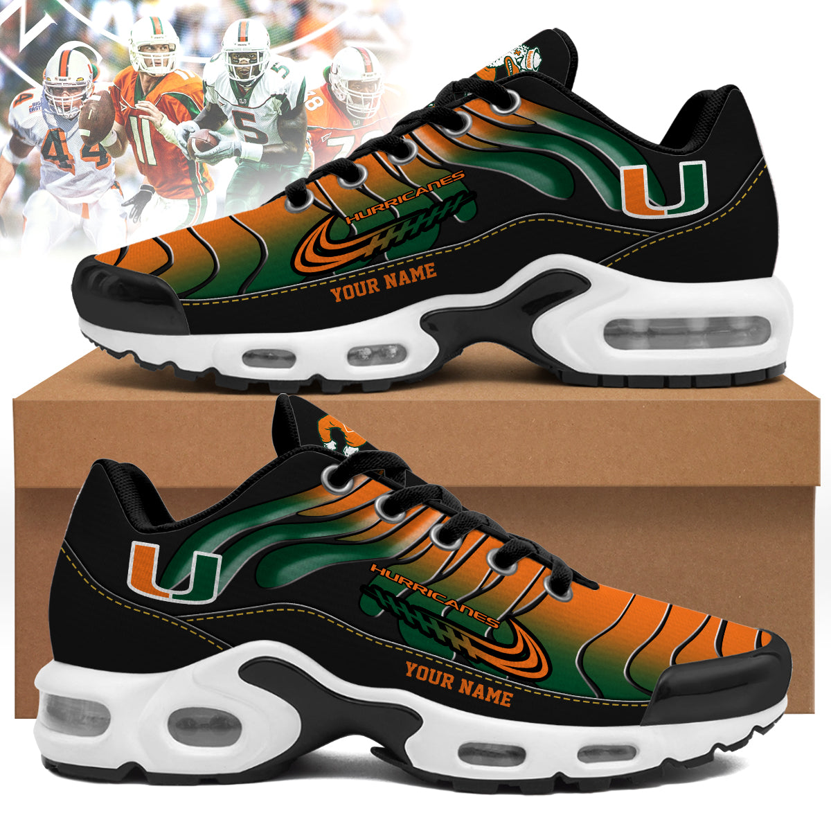 Miami Hurricanes Personalized Air Max Shoes