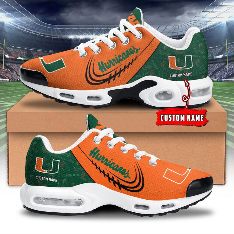 Miami Hurricanes Personalized Name Team Logo Mix Colors Stitch Line TN Air Max Shoes Air Cushion Sneakers