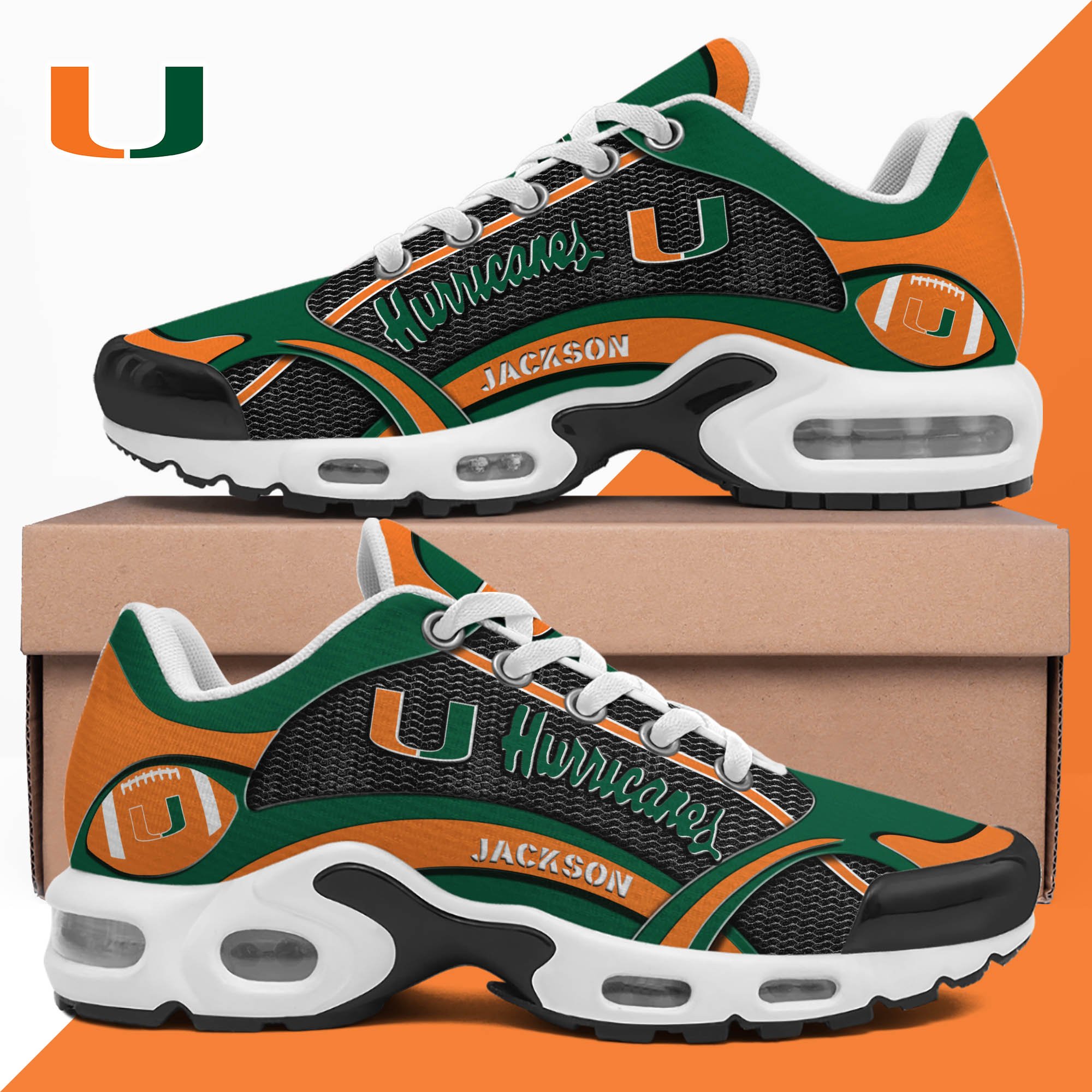 Miami Hurricanes Team TN Shoes 2026 Version Custom Name 889