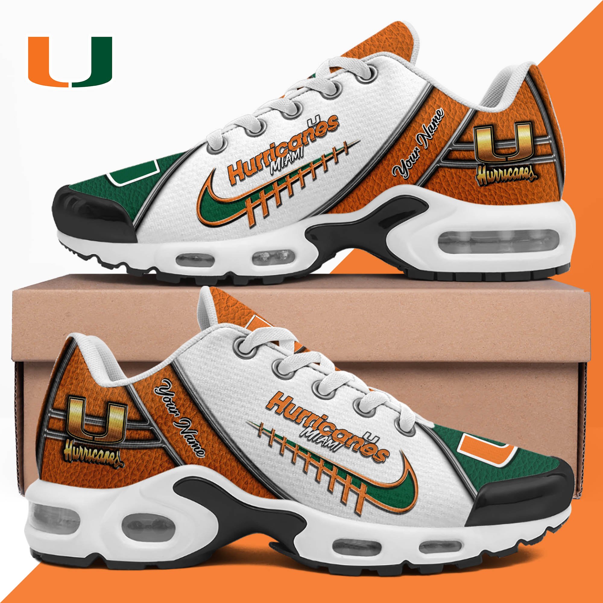 Miami Hurricanes TN Shoes 2026 Version Custom Your Name, Football Team Shoes 516