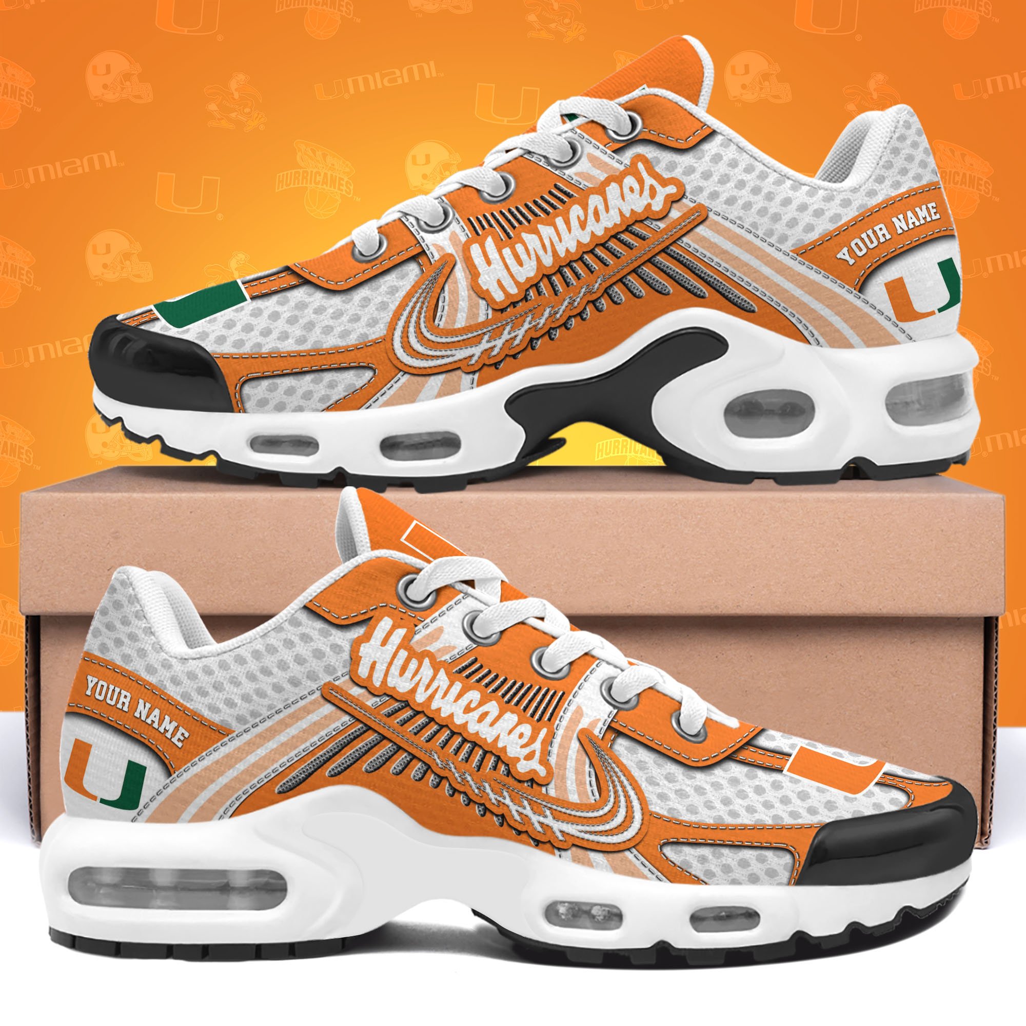Miami Hurricanes TN Shoes Custom Your Name, Sport Shoes 
