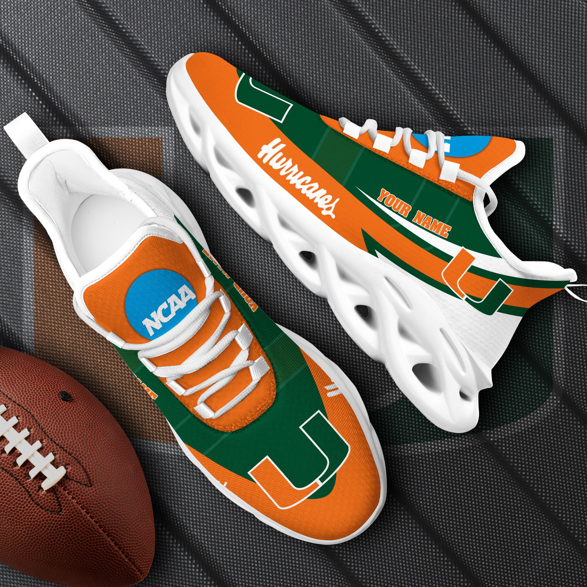 Miami Hurricanes White Max Soul Shoes 2026 Versions Custom Your Name, Sports Gift For Fan PH019