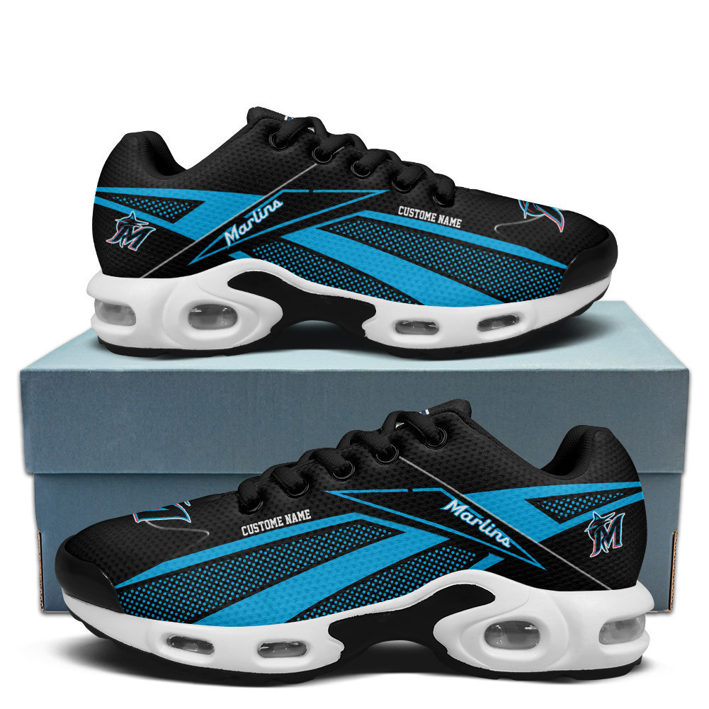 miami marlins personalized name team colors supersonic line pattern tn shoes air cushion sneakers 5955 0pv3j