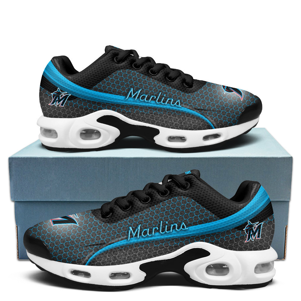 miami marlins personalized name team colors wave line beehive pattern tn shoes air cushion sneakers 5109 gwofm
