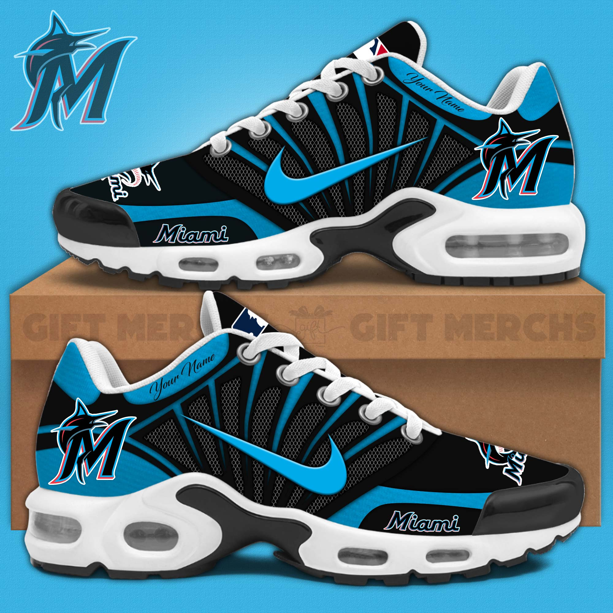 miami marlins tn air max plus shoes sneakers for men and women 7472 1ntw2