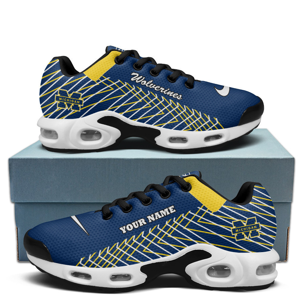 Michigan Personalized Name Team Colors Jagged Lines TN Shoes Air Cushion Sneakers