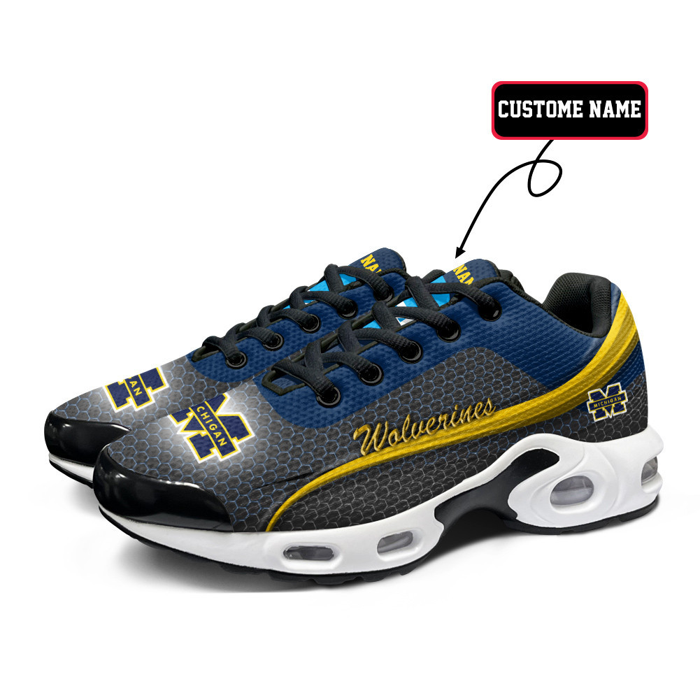 michigan personalized name team colors wave line beehive pattern tn air max shoes air cushion sneakers 6793 qauzq
