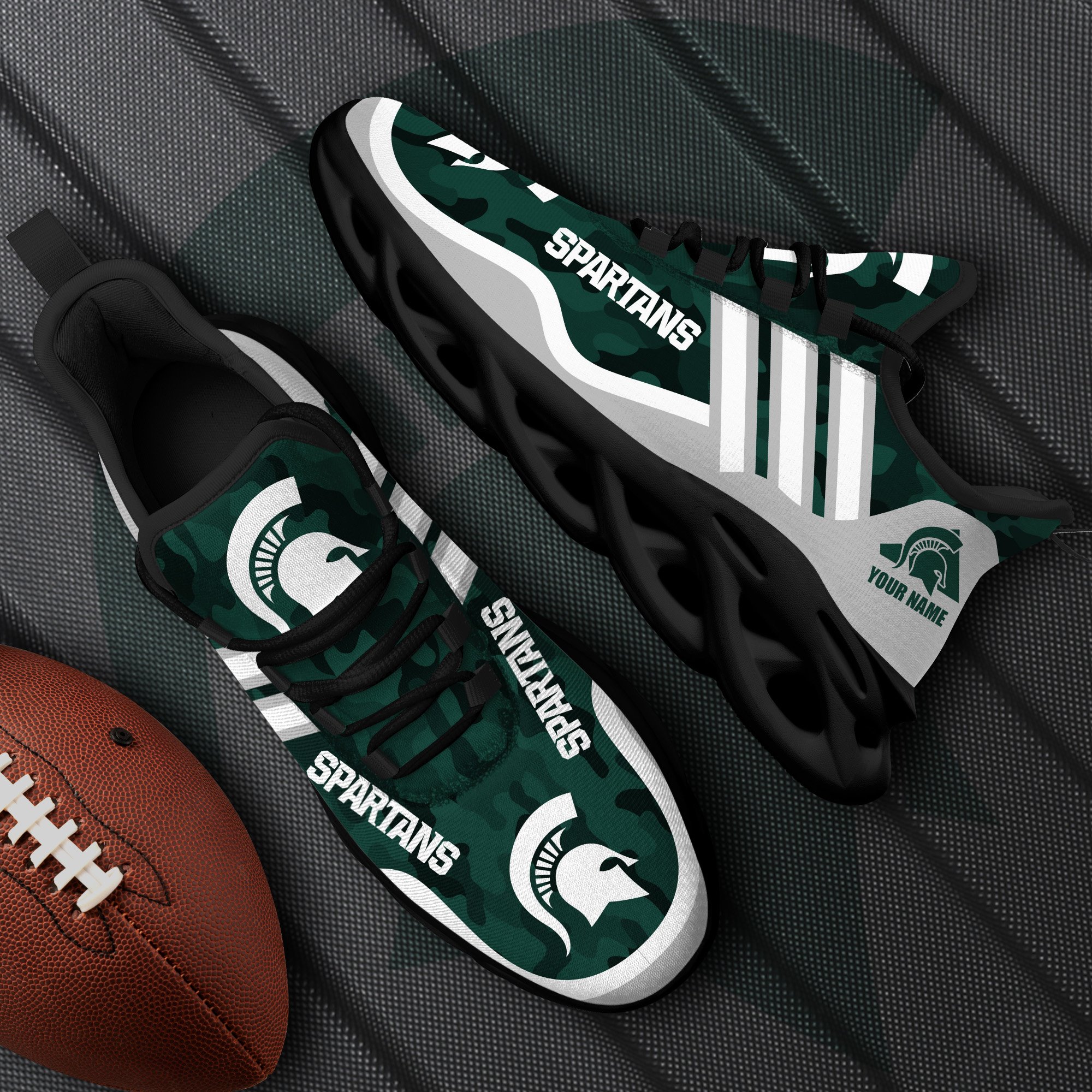 Michigan State Spartans Black Max Soul Shoes 2026 Versions Custom Name 466
