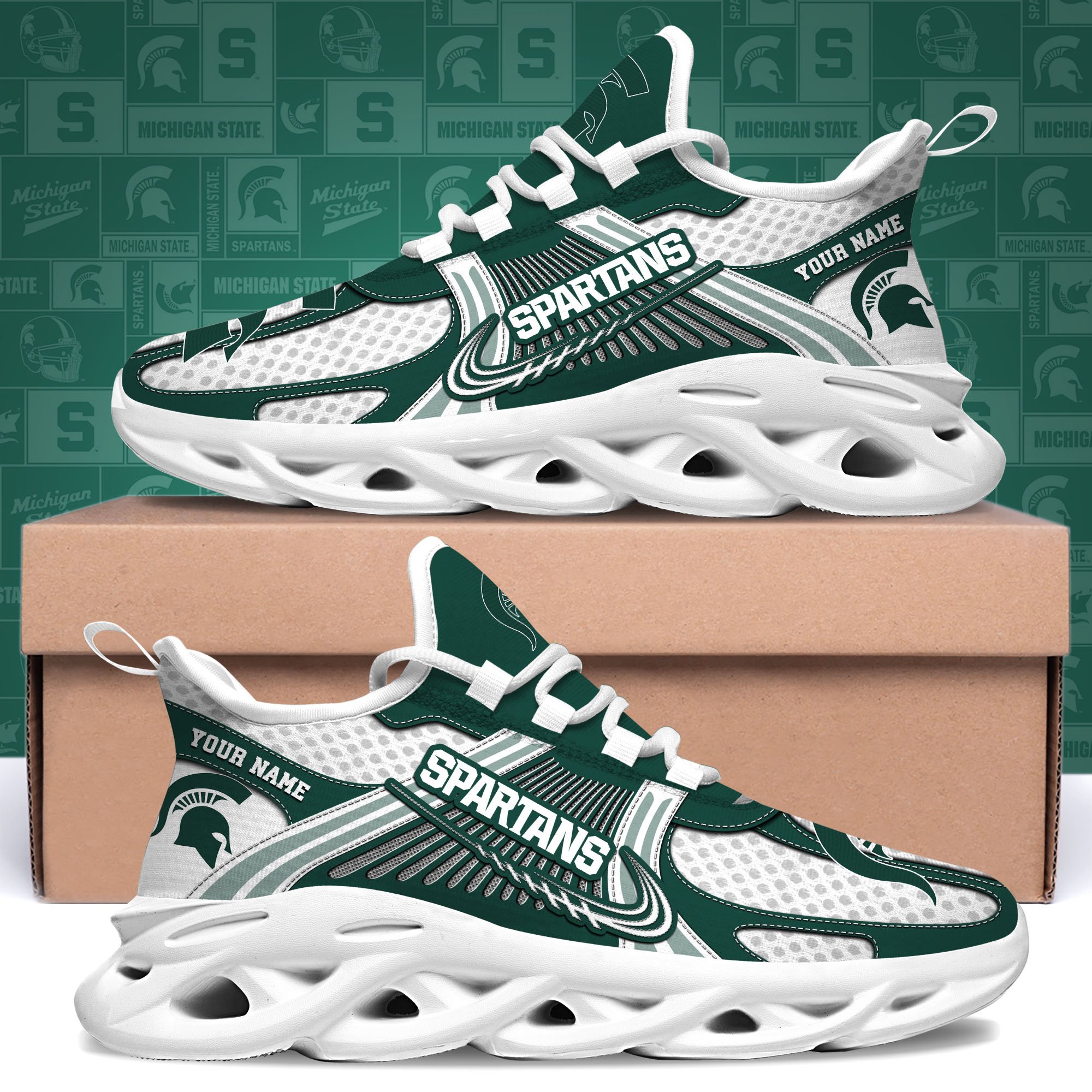 michigan state spartans clunky sneakers custom your name sport sneakers sport gifts for fan gifts for him 5543 lc1jp