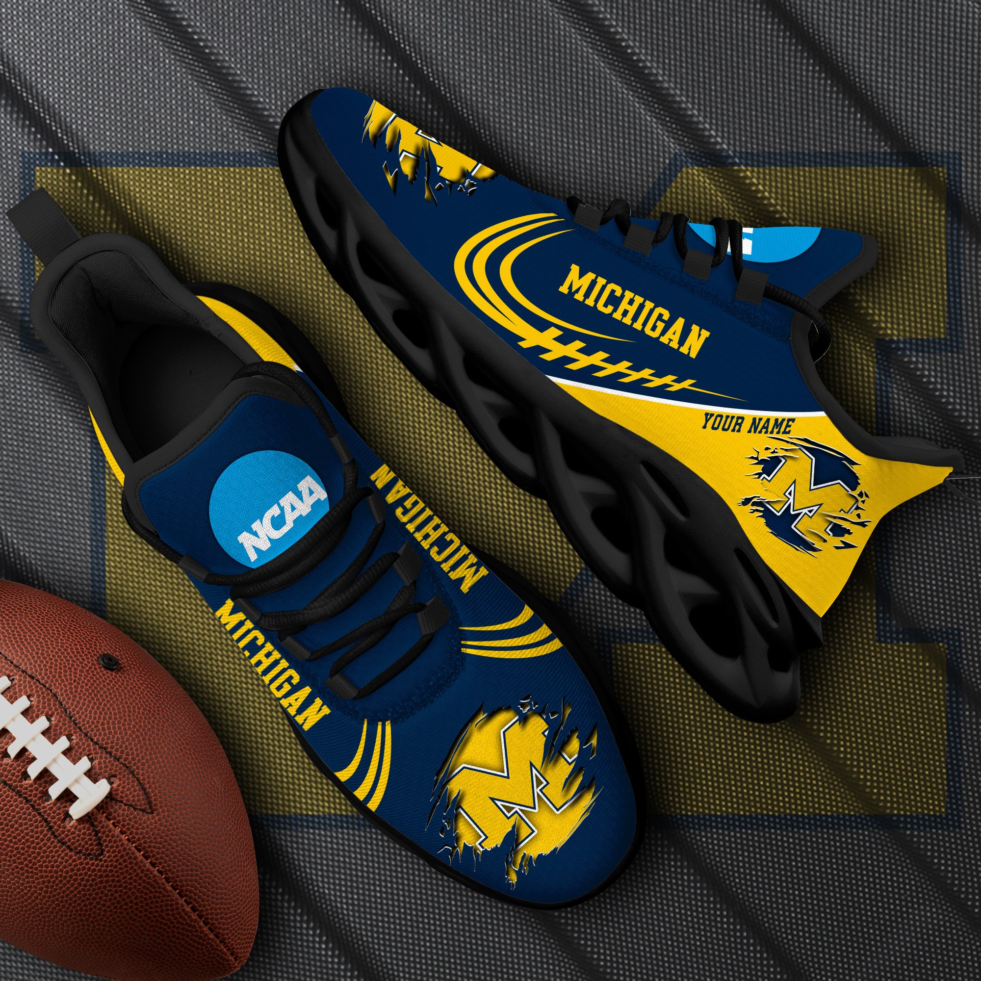 michigan wolverines black max soul shoes 2026 versions custom name 016 6995 qs68b