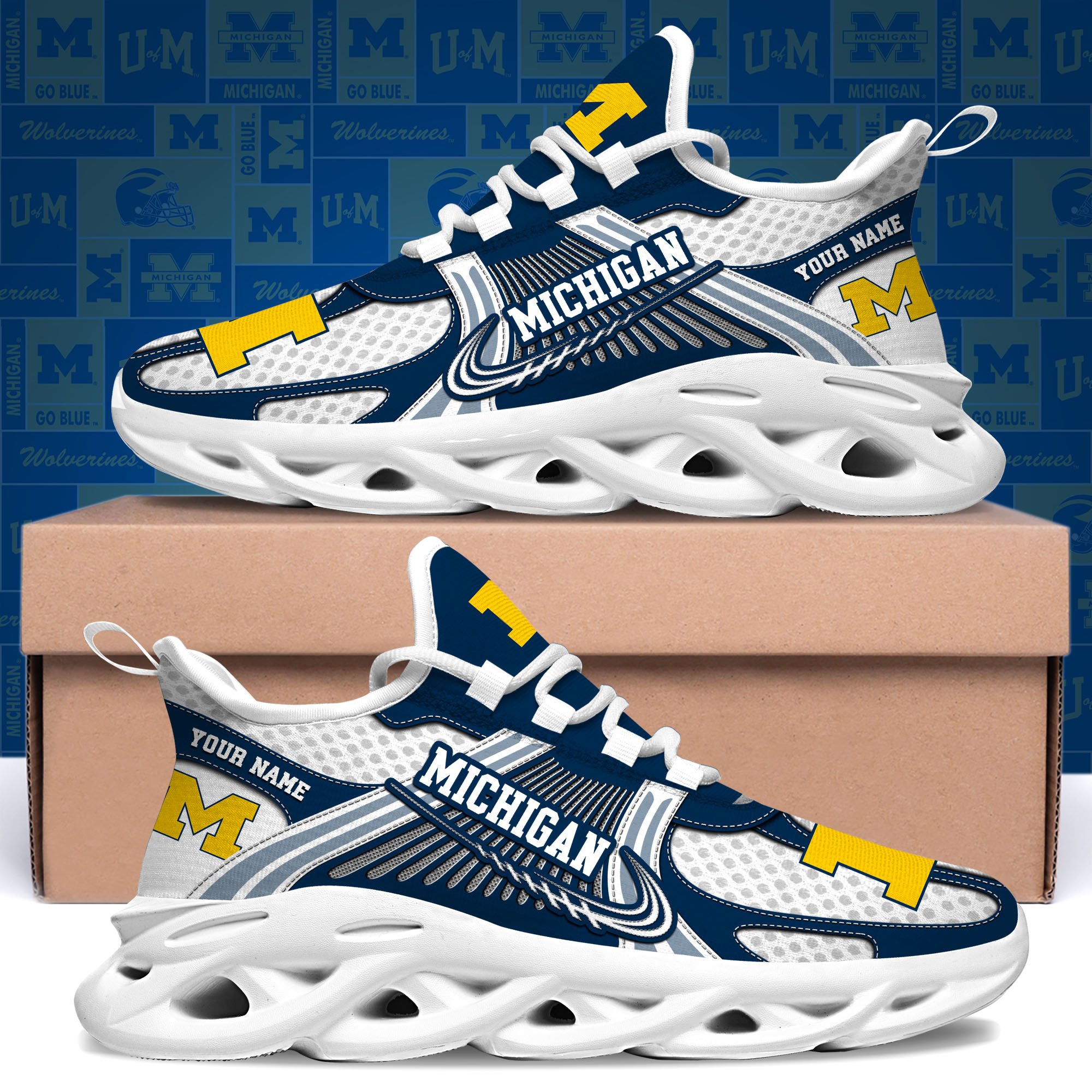 michigan wolverines clunky sneakers custom your name sport sneakers sport gifts for fan gifts for him 5717