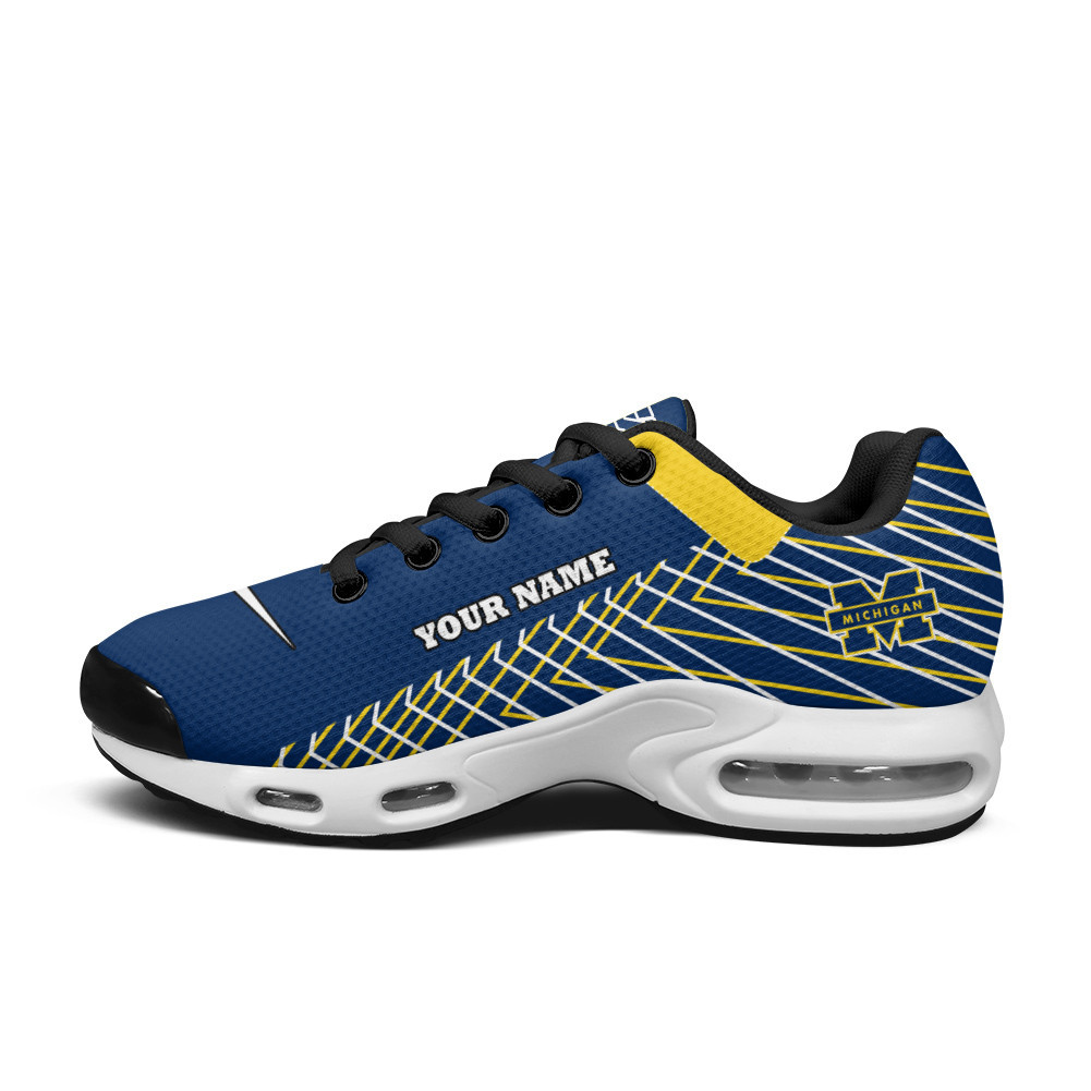 michigan wolverines personalized name team colors jagged lines tn air max shoes air cushion sneakers 9361 3jsrk