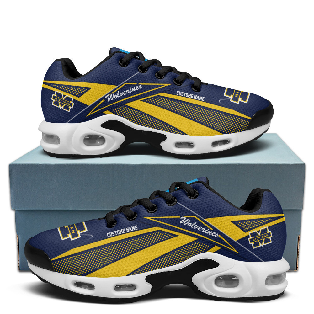 michigan wolverines personalized name team colors supersonic line pattern tn shoes air cushion sneakers 1225