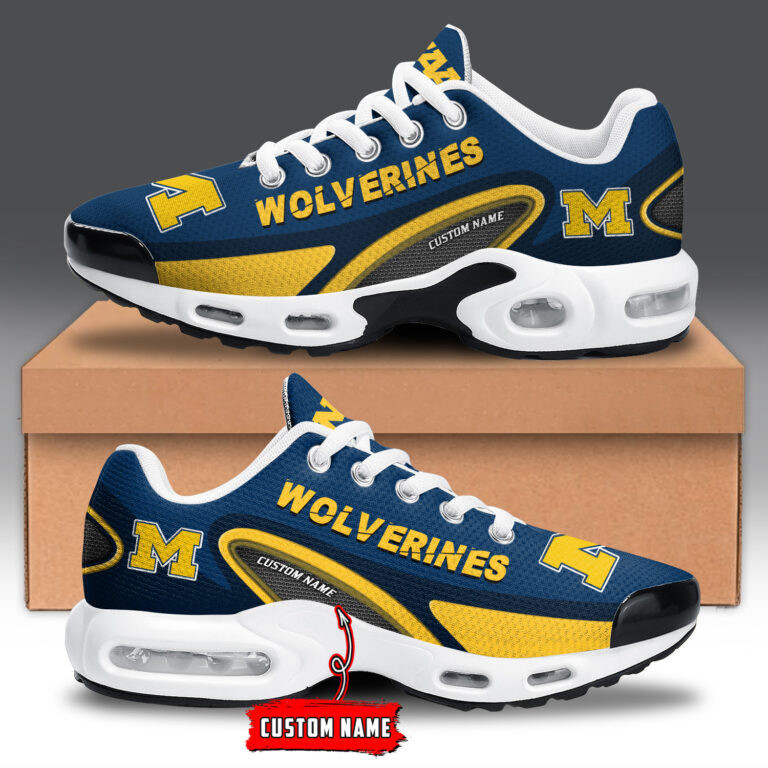 michigan wolverines personalized name team logo mix colors oval line tn shoes air cushion sneakers 7606 4sp1m