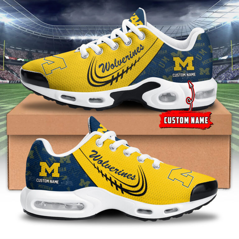 michigan wolverines personalized name team logo mix colors stitch line tn shoes air cushion sneakers 3177 h47mm