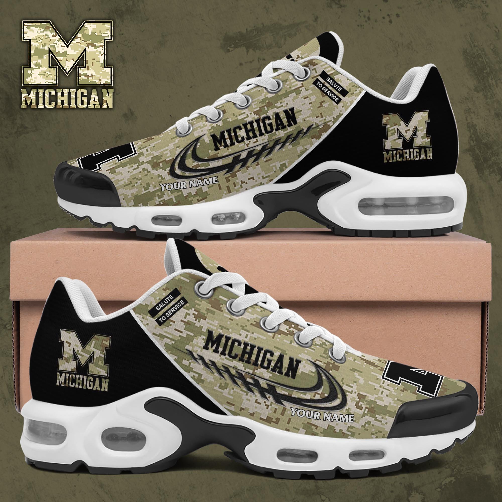 michigan wolverines tn shoes 2026 version custom name camouflage shoes gifts for football lovers 5290
