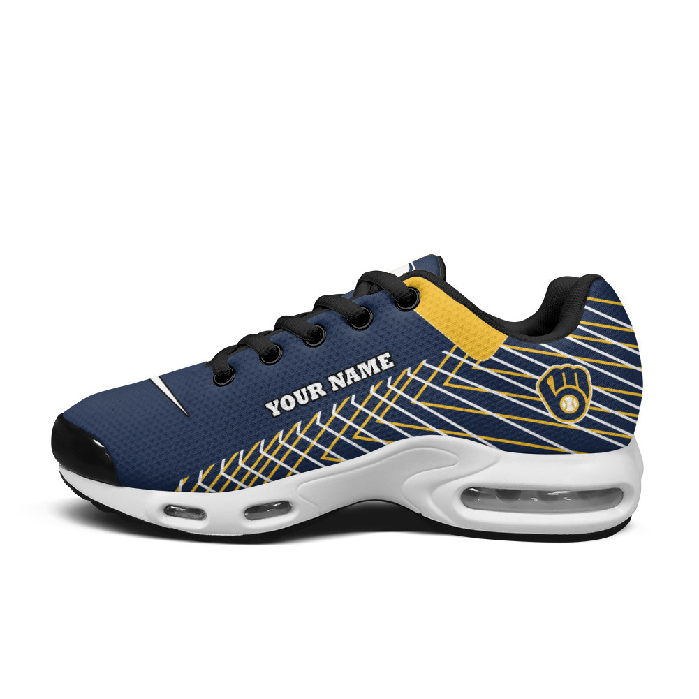 milwaukee brewers personalized name team colors jagged lines tn air max shoes air cushion sneakers 4944 gmmbb