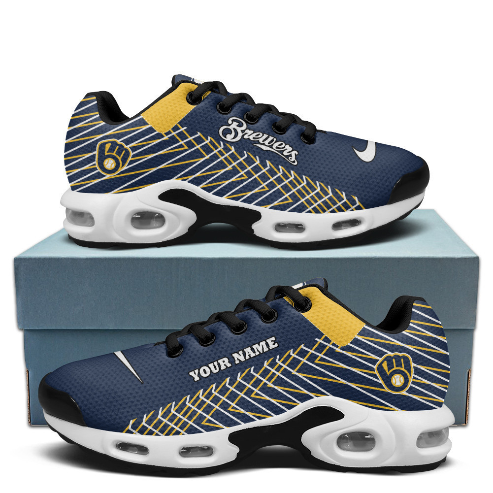 milwaukee brewers personalized name team colors jagged lines tn shoes air cushion sneakers 2699 gbbi5