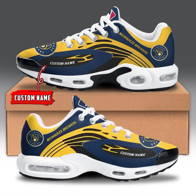 milwaukee brewers personalized name team logo mix colors wave line tn air max shoes air cushion sneakers 2740 nqqwm