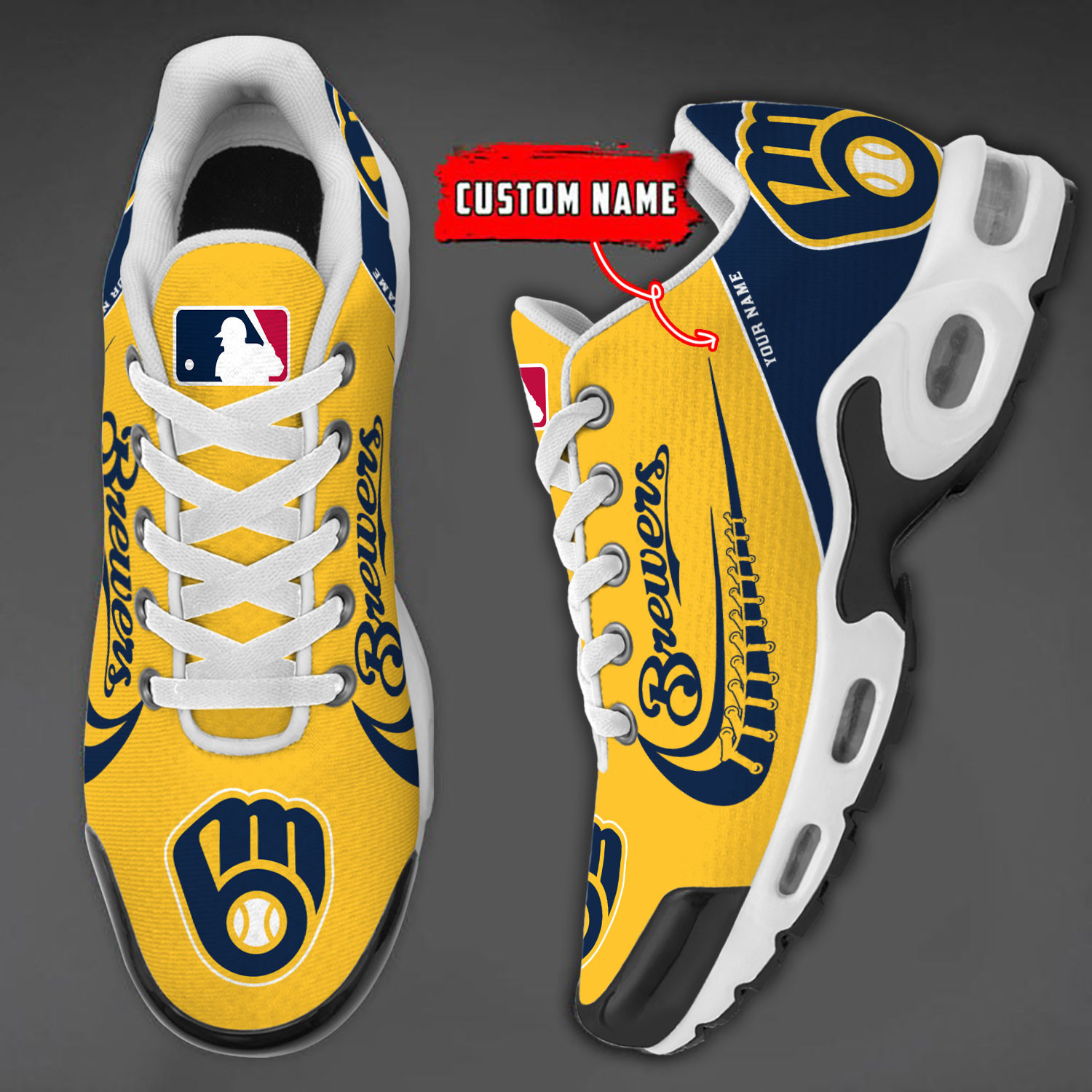 milwaukee brewers team logo baseball god wings air max shoes sneaker 7425 srsh9