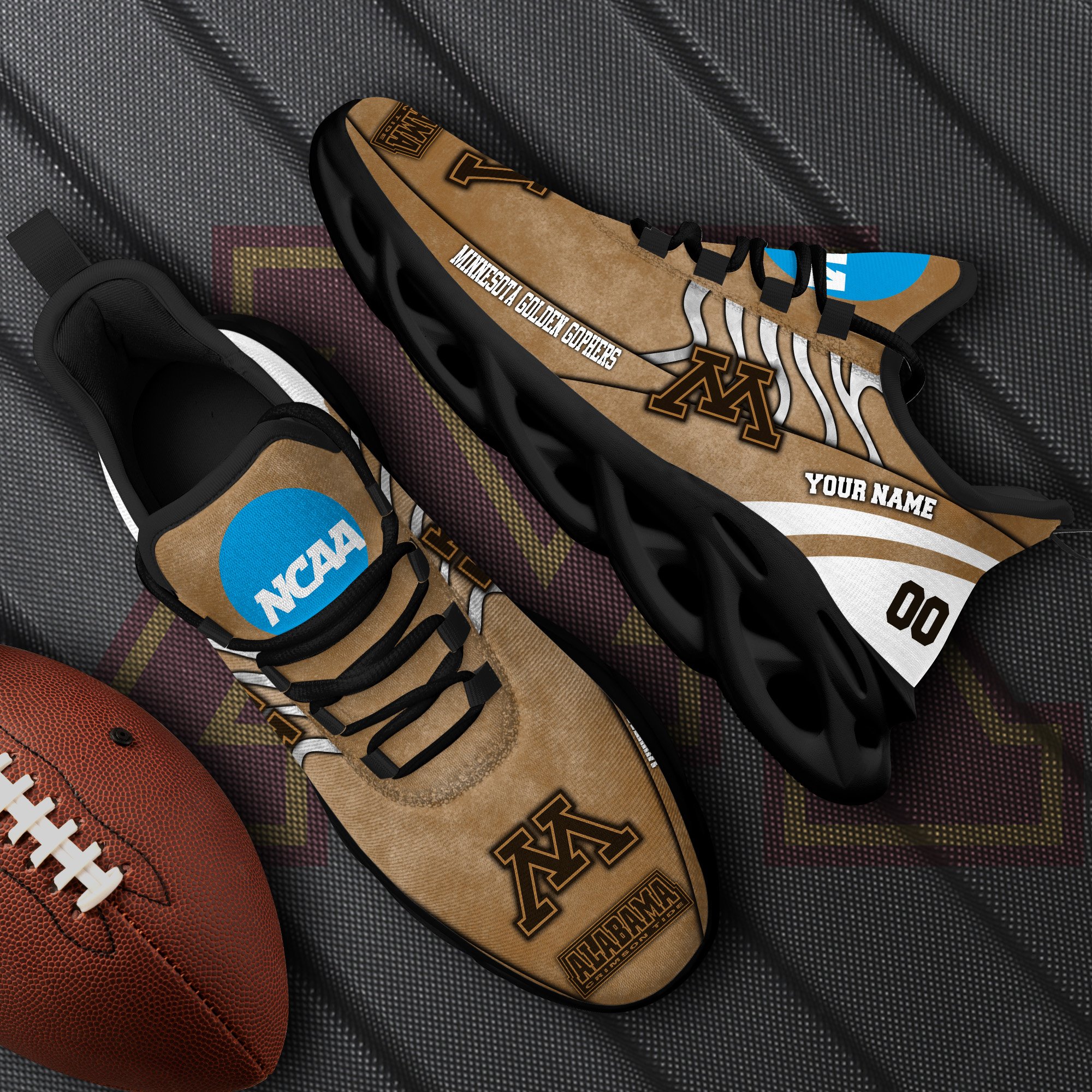 Minnesota Golden Gophers Black Max Soul Shoes 2026 Versions Custom Your Name And Number 312