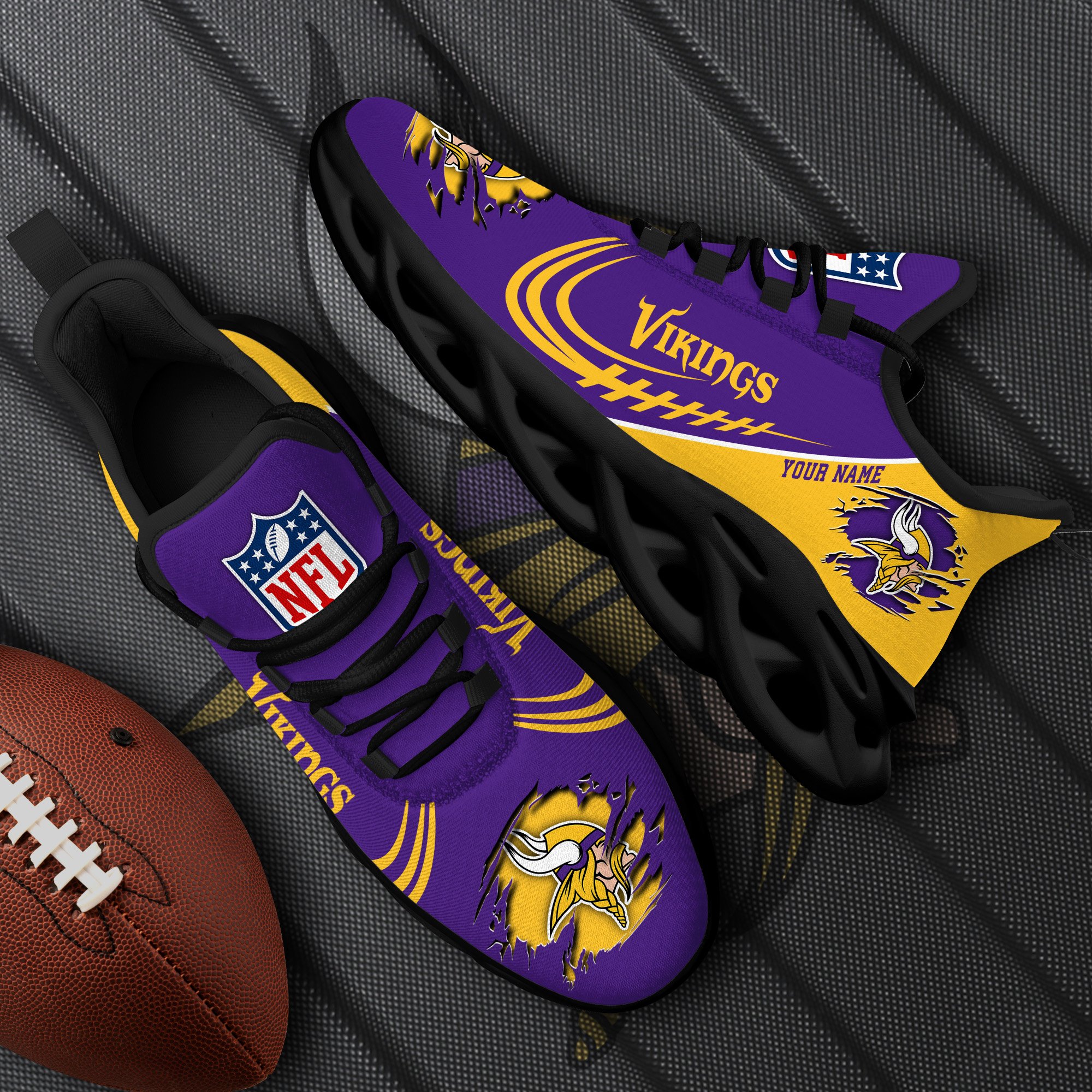 Minnesota Vikings Black Max Soul Shoes 2026 Versions Custom Name 003