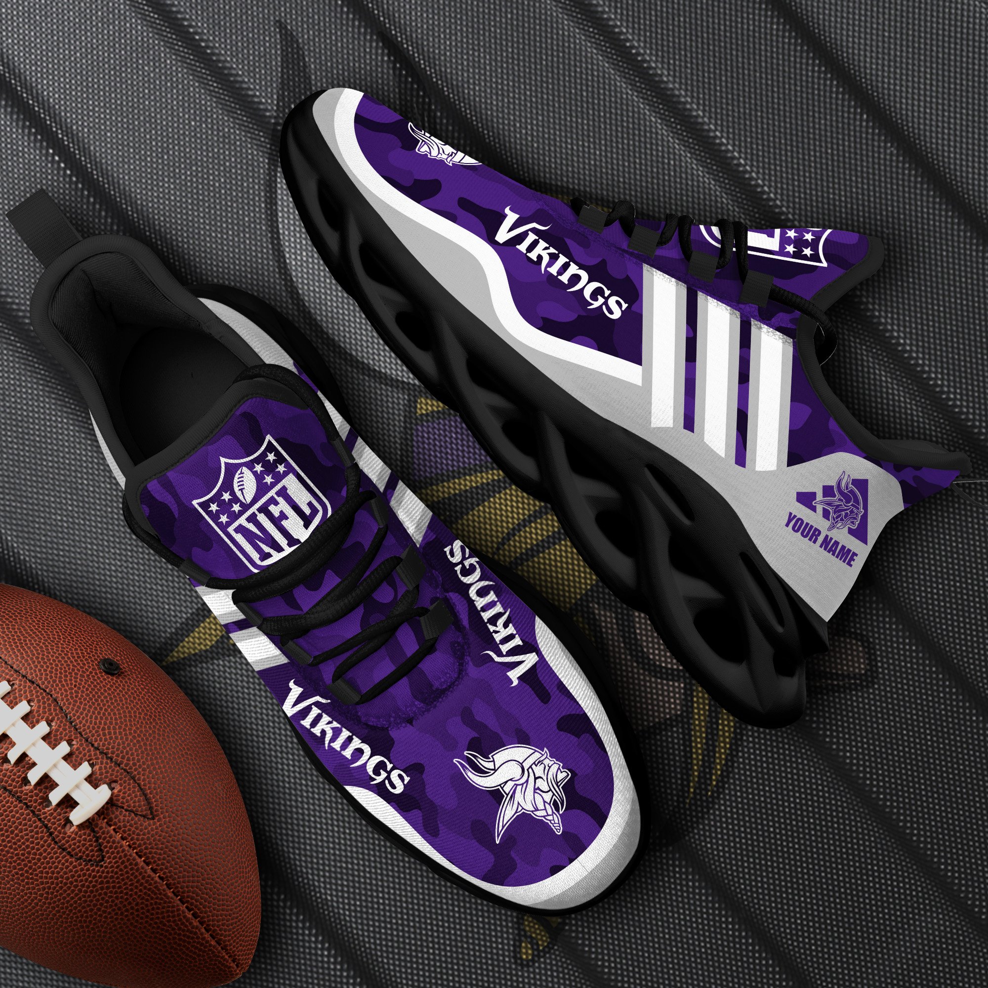 Minnesota Vikings Black Max Soul Shoes 2026 Versions Custom Name 430