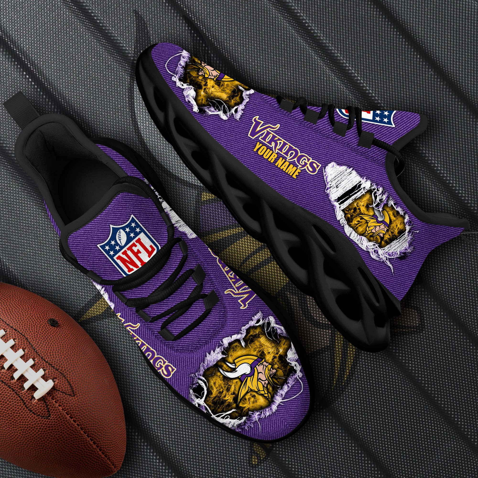 Minnesota Vikings Black Max Soul Shoes 2026 Versions Custom Name 554