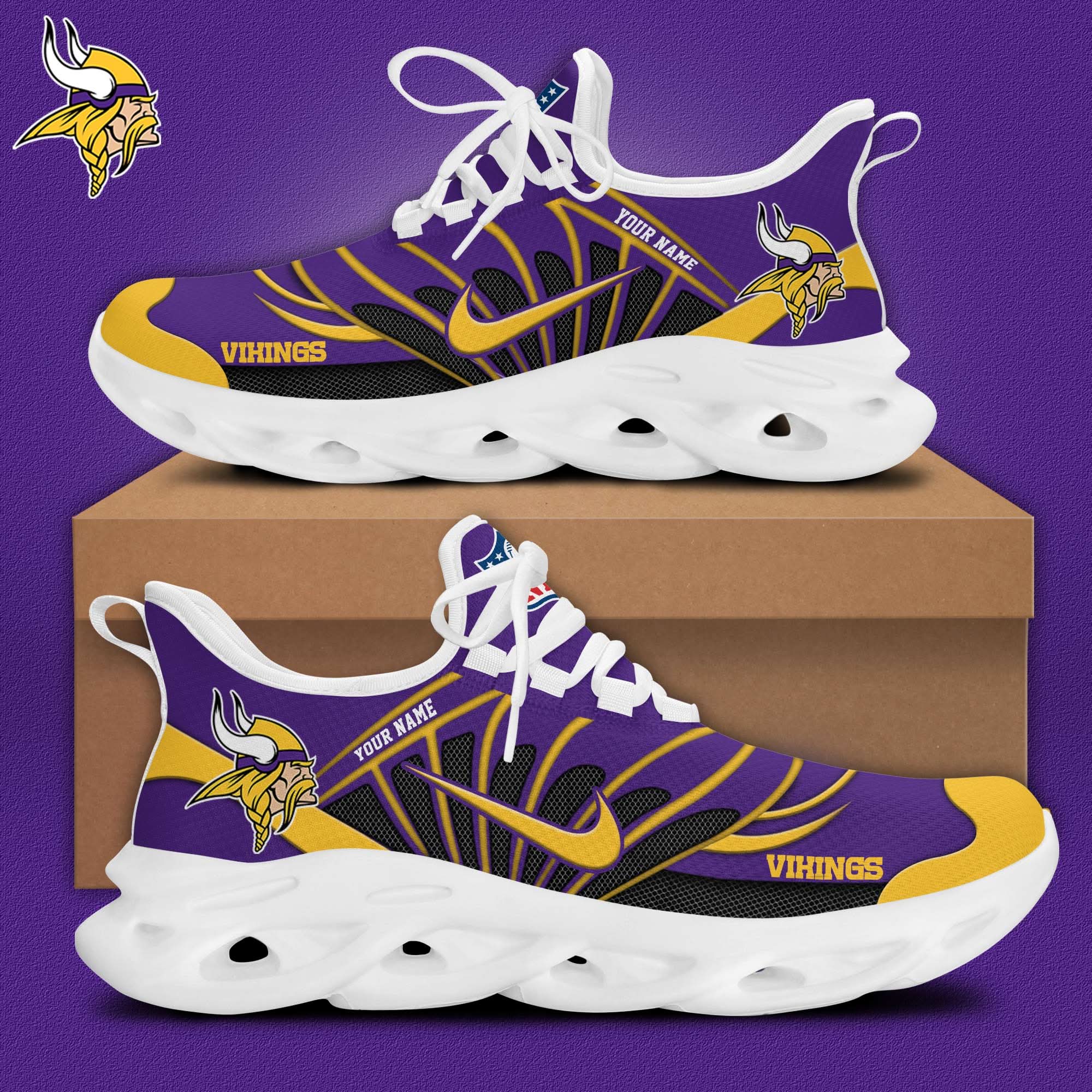 minnesota vikings customized premium max soul shoes 8305 g6nui
