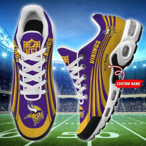 minnesota vikings personalized name team colors wave lines tn shoes air cushion sneakers 4652 nosn1