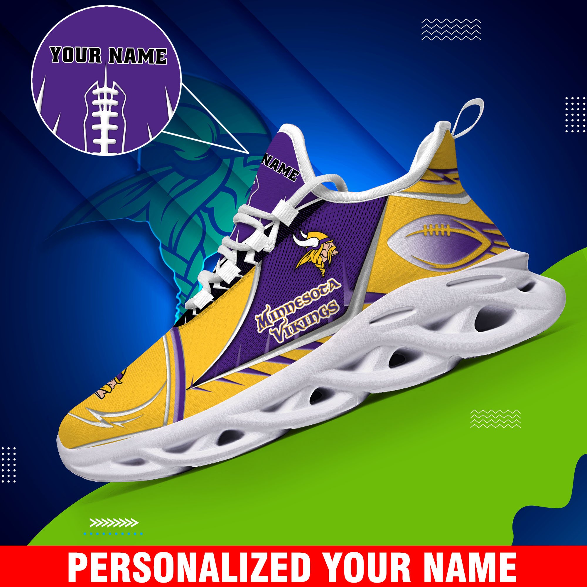 Minnesota Vikings Sport White C Sneakers 2026 Version Personalized Your Name 528
