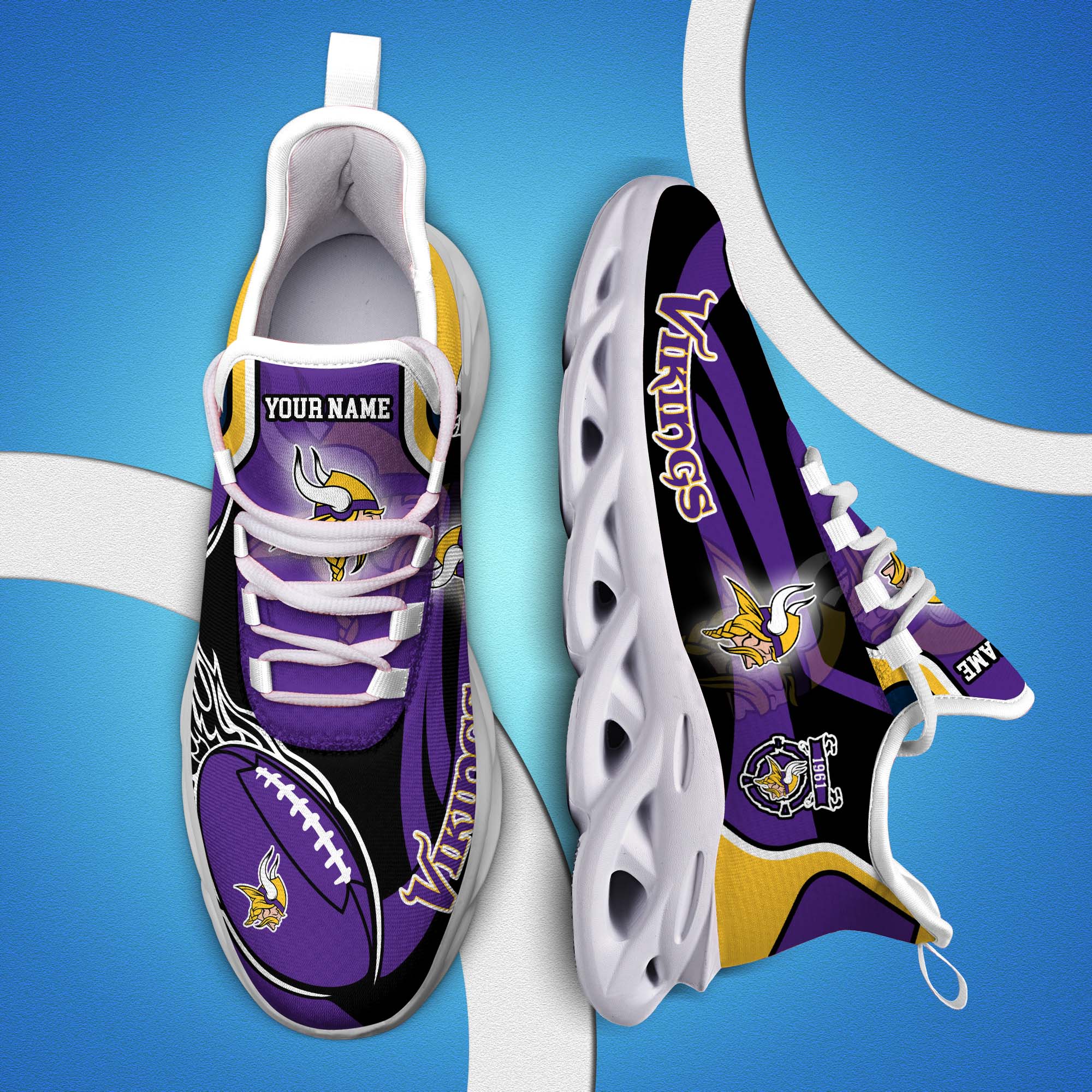 Minnesota Vikings White C Sneakers 2026 Version Personalized Your Name 090
