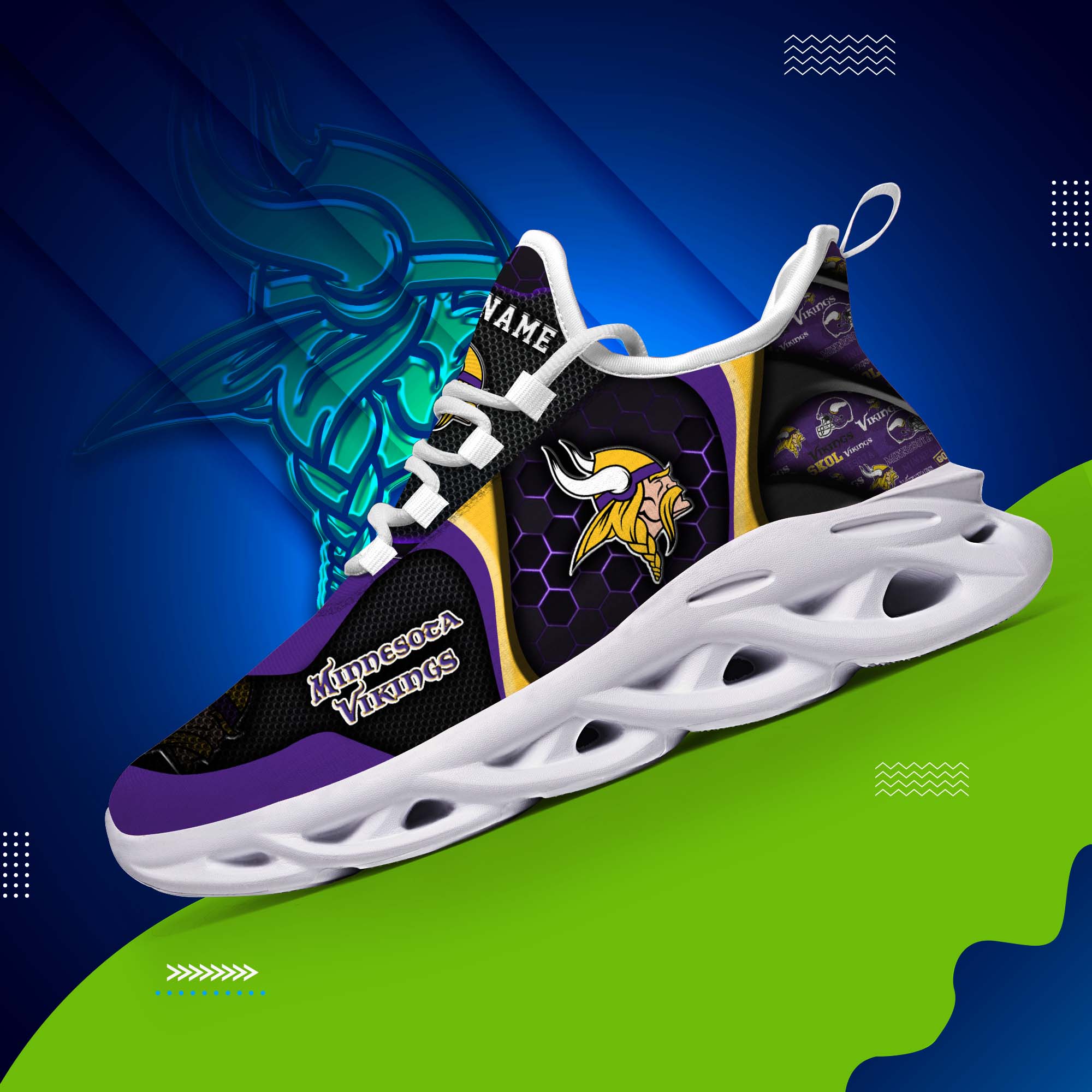 minnesota vikings white c sneakers 2026 version personalized your name 432 1982