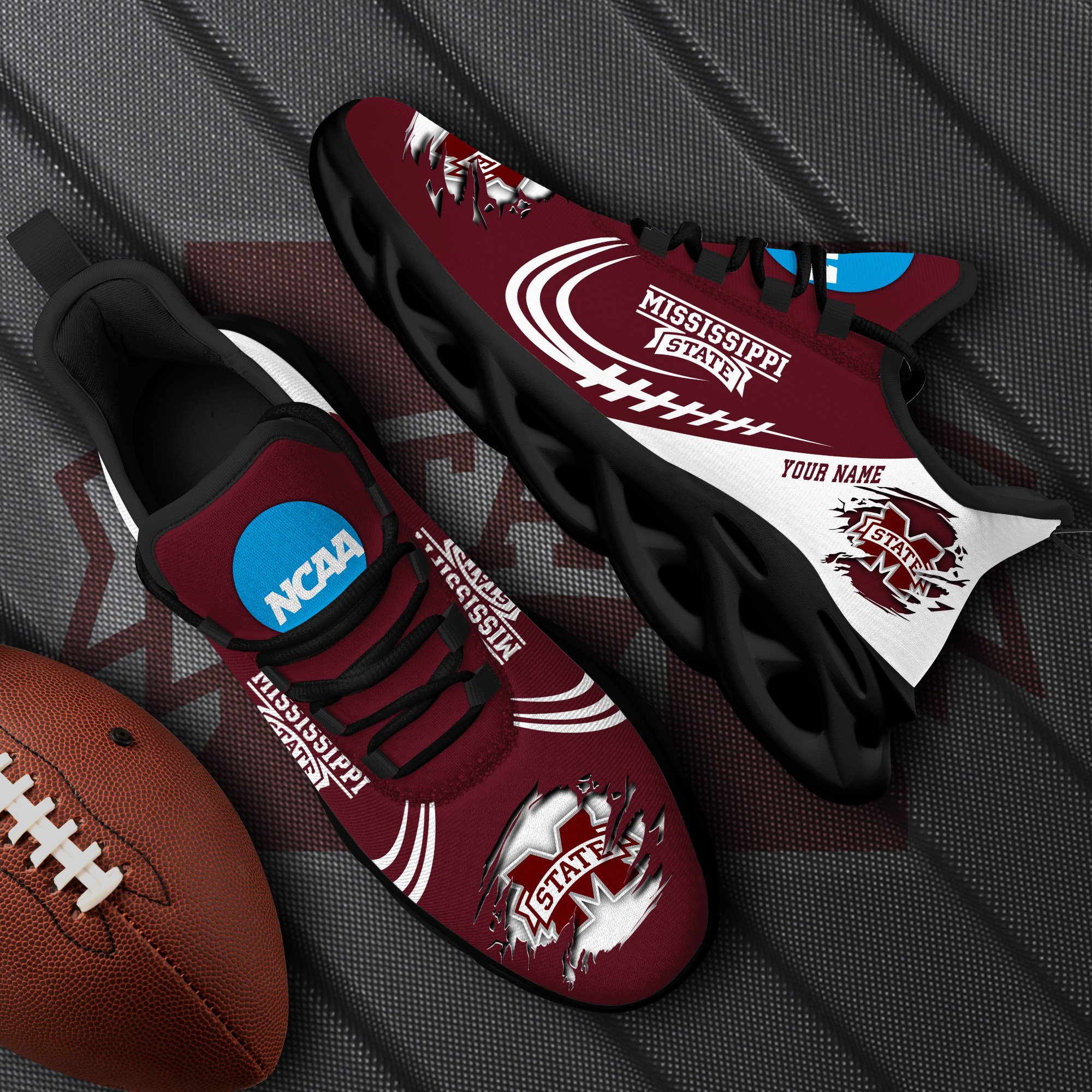 Mississippi State Bulldogs Black Max Soul Shoes 2026 Versions Custom Name 016