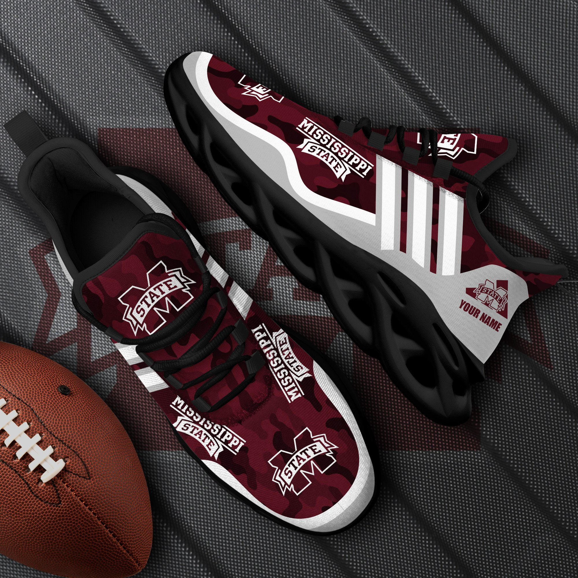 Mississippi State Bulldogs Black Max Soul Shoes 2026 Versions Custom Name 466