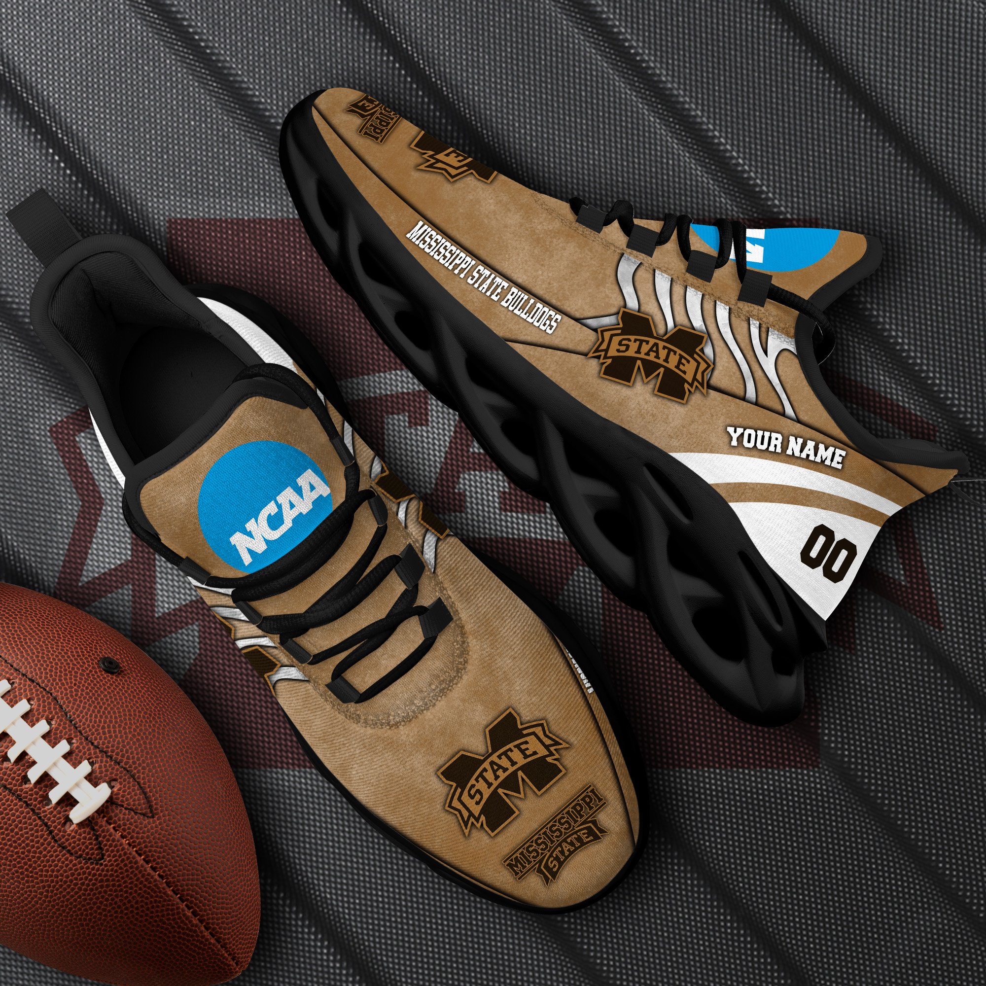 Mississippi State Bulldogs Black Max Soul Shoes 2026 Versions Custom Your Name And Number 312