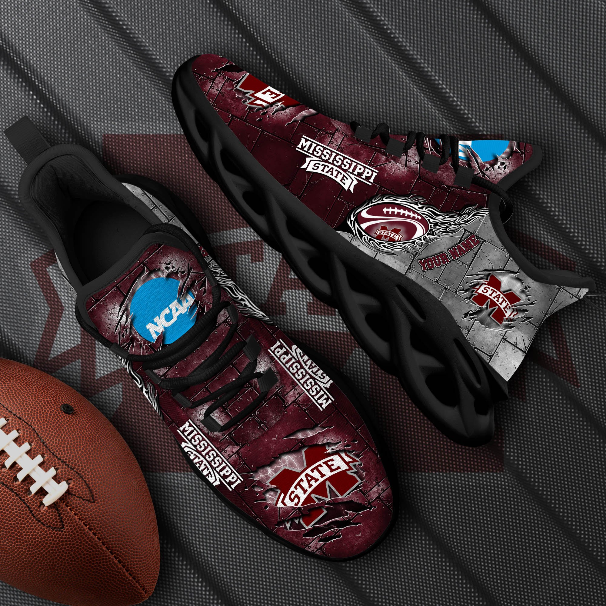 Mississippi State Bulldogs Black Max Soul Shoes 2026 Versions, White Max Soul Shoes Custom Your Name PH879