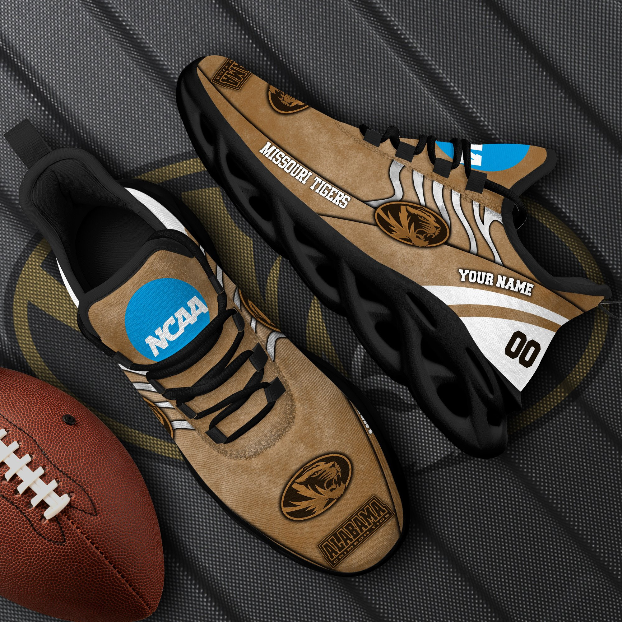 Missouri Tigers Black Max Soul Shoes 2026 Versions Custom Your Name And Number 312