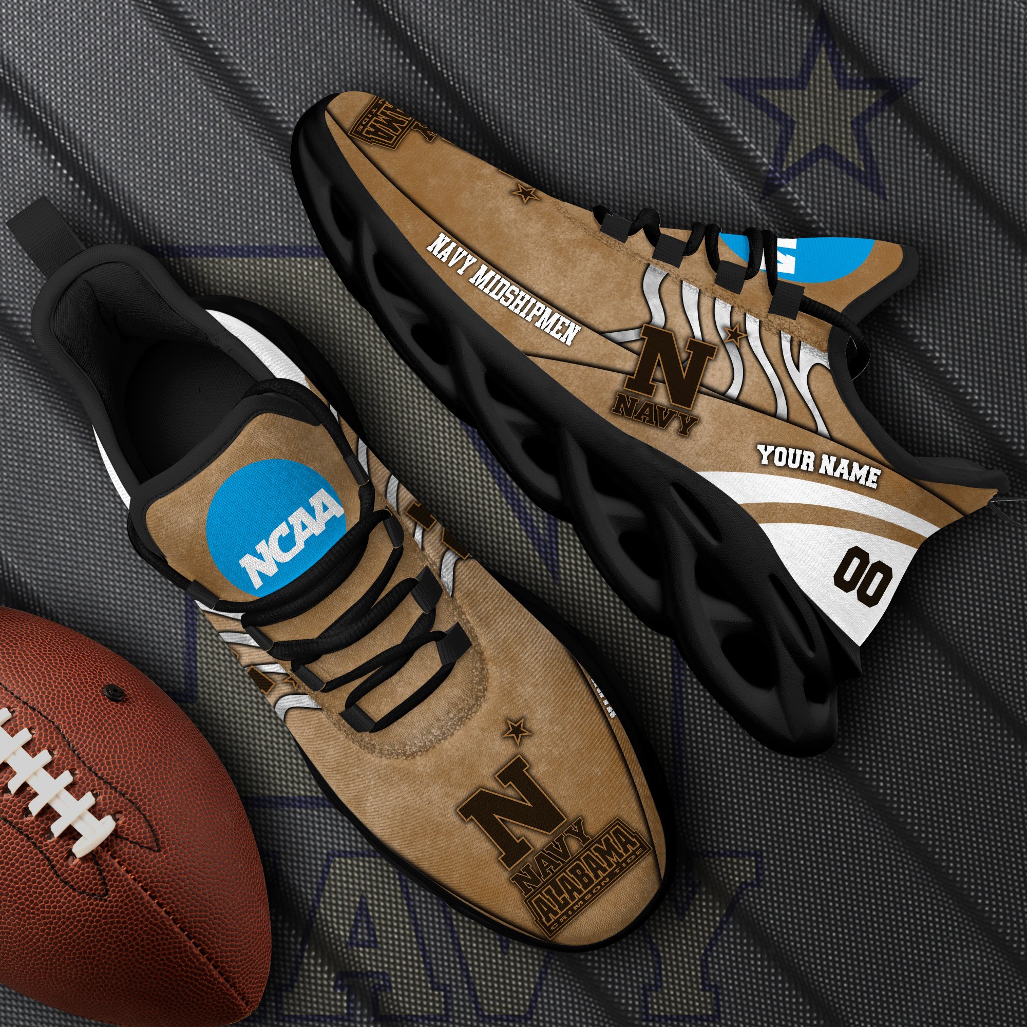 Navy Midshipmen Black Max Soul Shoes 2026 Versions Custom Your Name And Number 312