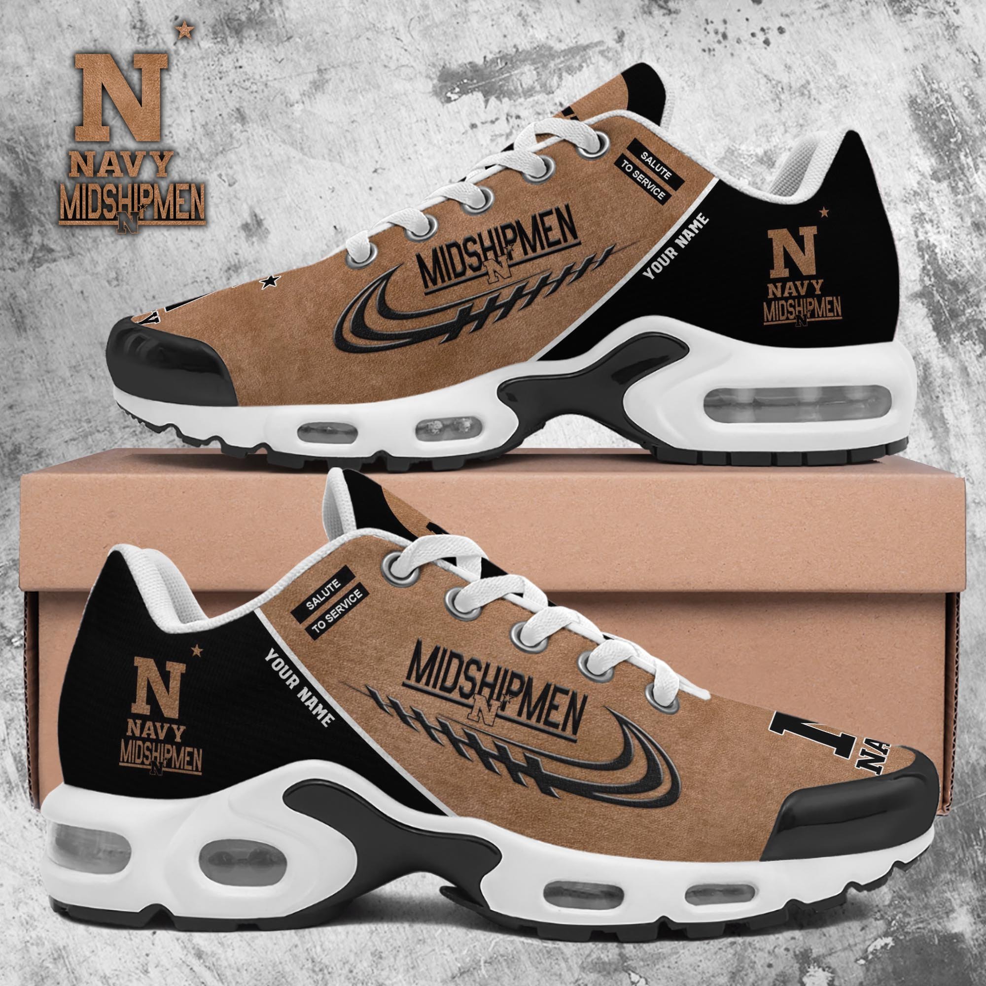 Navy Midshipmen TN Shoes 2026 Version Custom Name, Shoes For Football Fans, Fan Gifts PH637