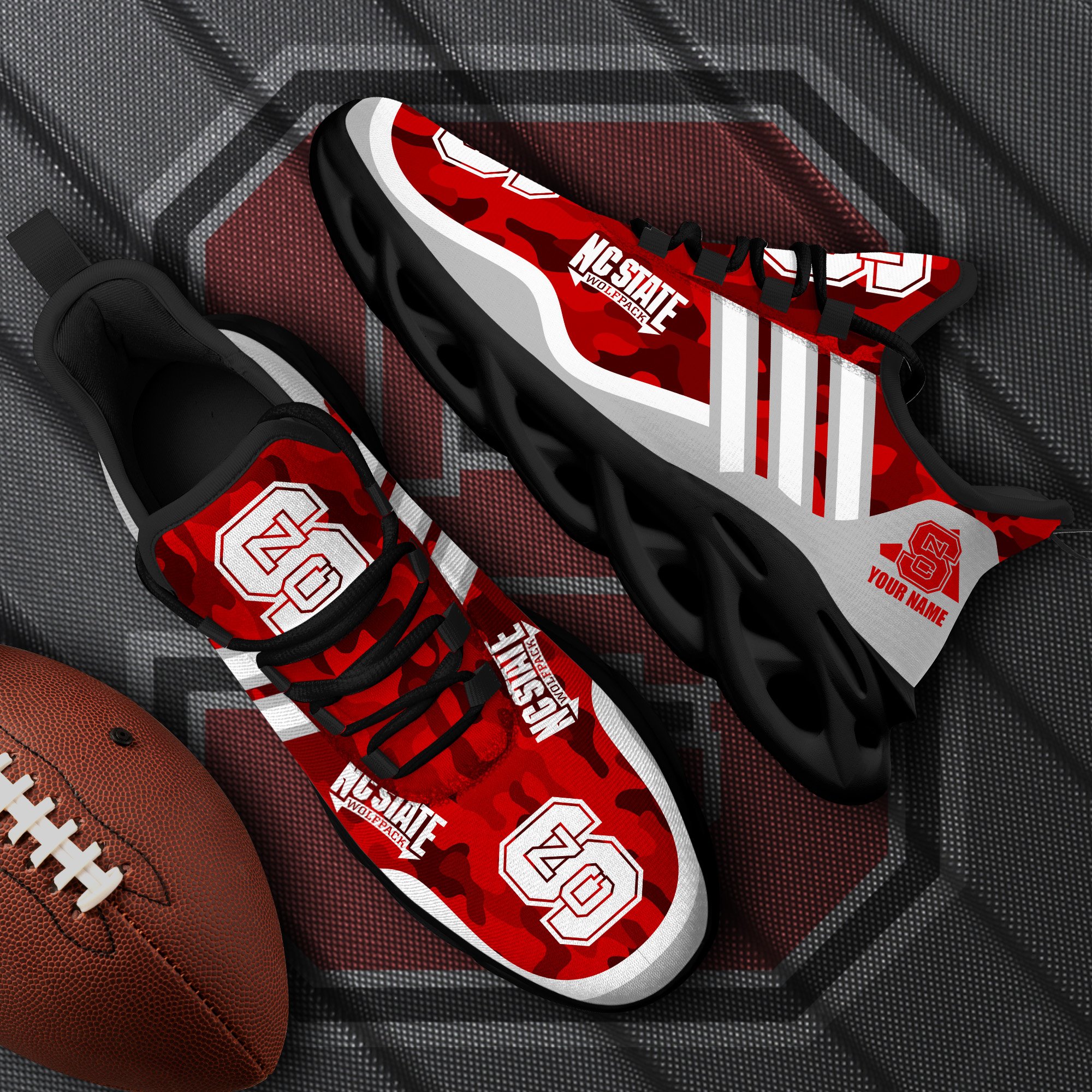 NC State Wolfpack Black Max Soul Shoes 2026 Versions Custom Name 466