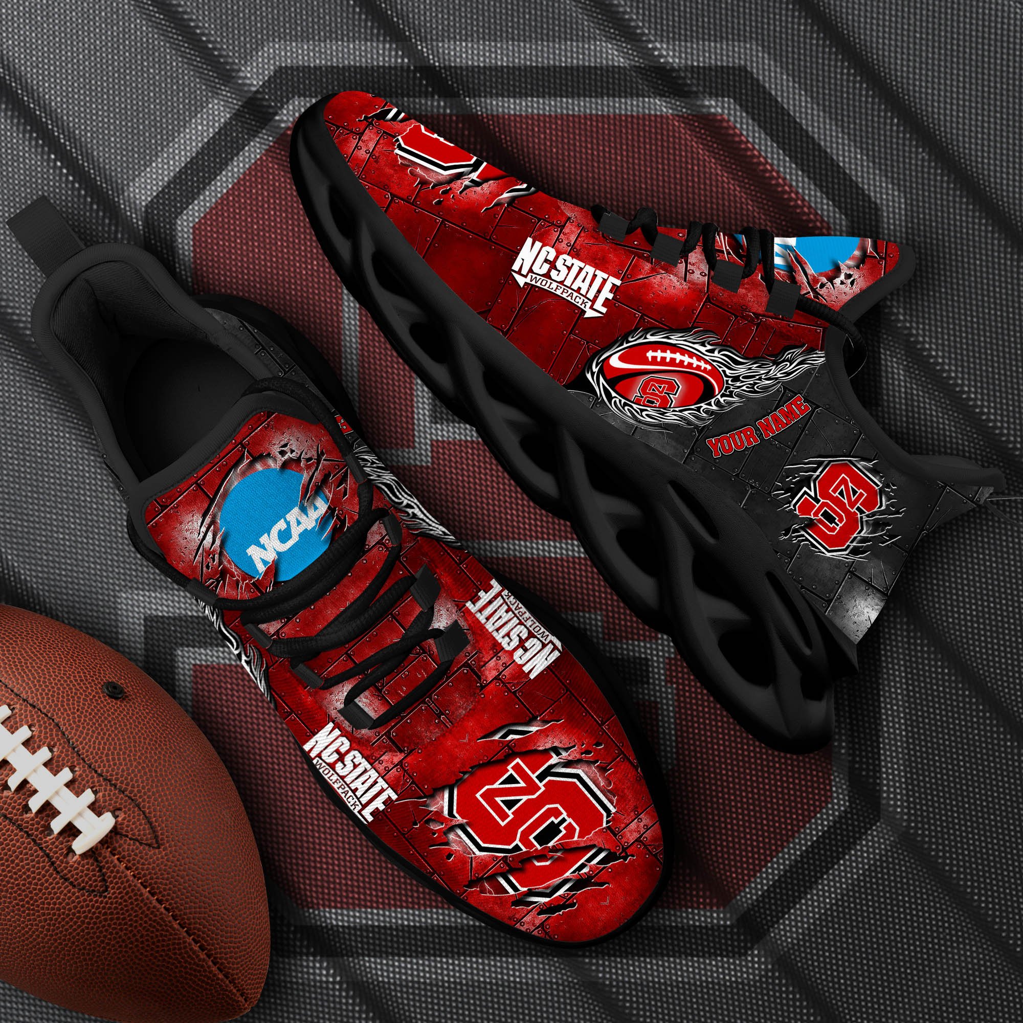 NC State Wolfpack Black Max Soul Shoes 2026 Versions, White Max Soul Shoes Custom Your Name PH879