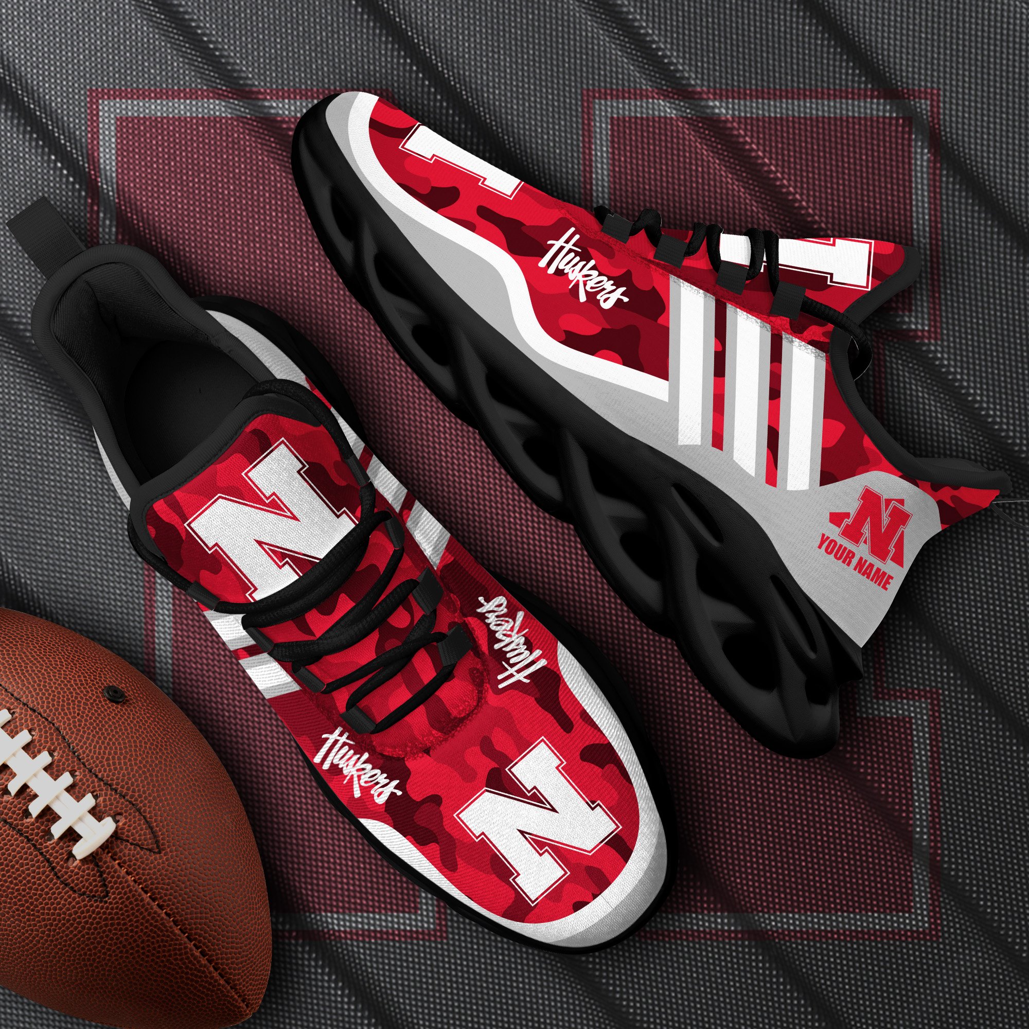 Nebraska Cornhuskers Black Max Soul Shoes 2026 Versions Custom Name 466